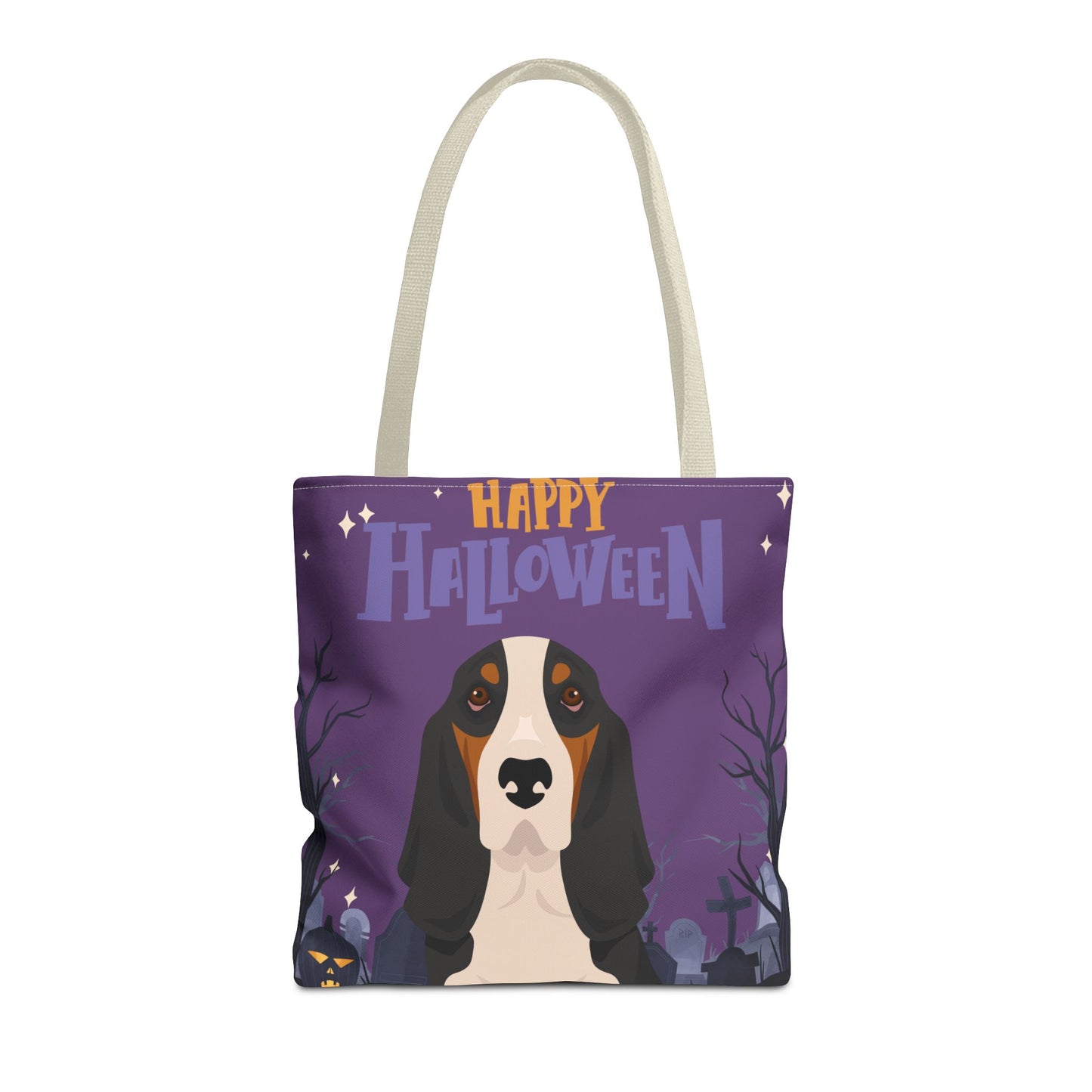Basset Hound Dog Happy Halloween Tote Bag 16x16