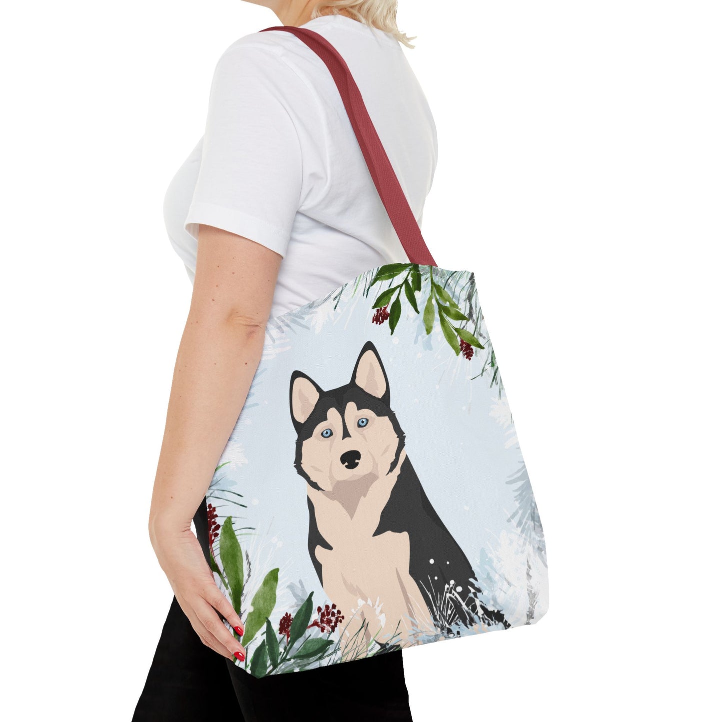 Alaskan Husky Dog Christmas Holiday Tote Bag 16x16