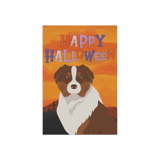 Australian Shepherd Dog Halloween Garden Flag