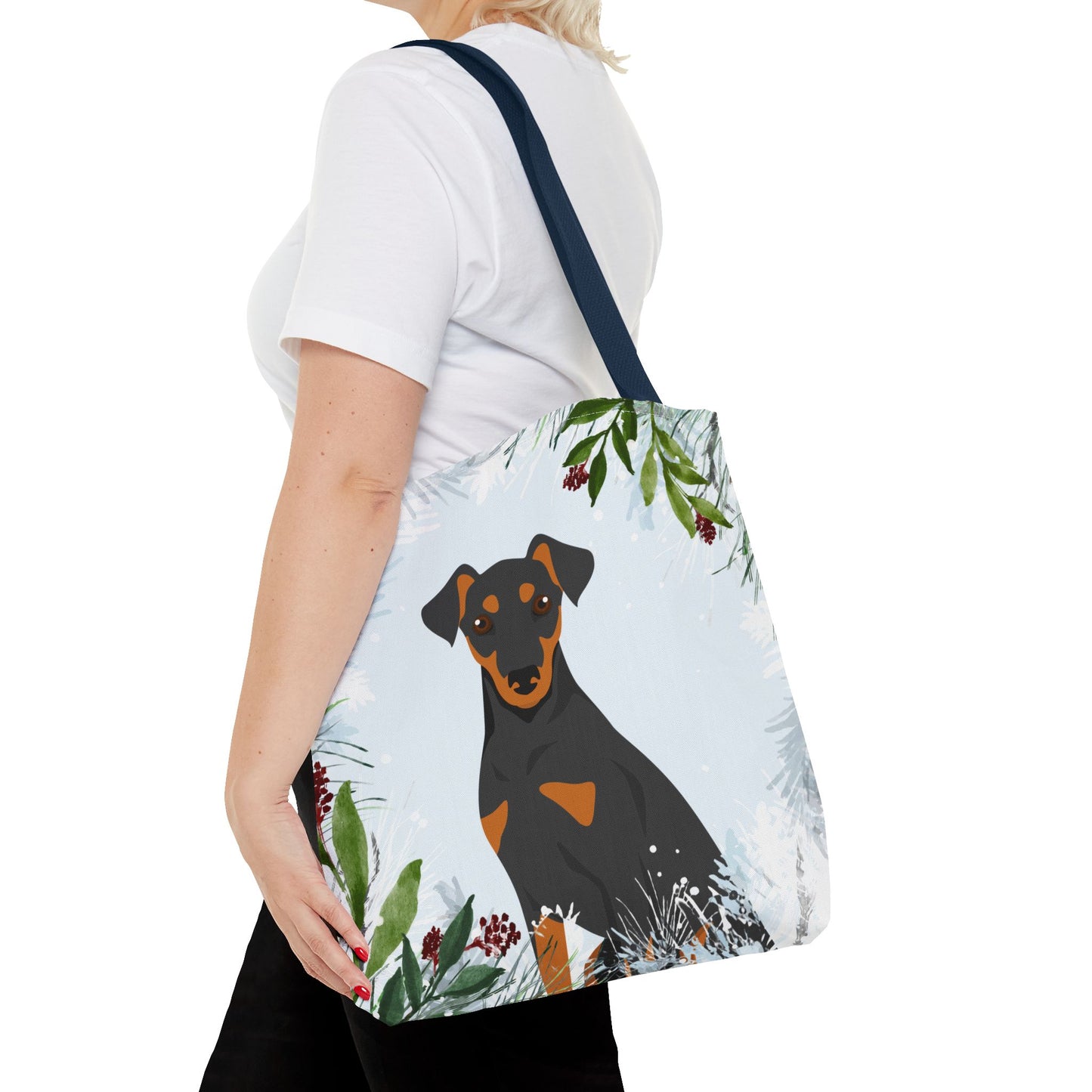 German Pinscher Dog Christmas Holiday Tote Bag 16x16