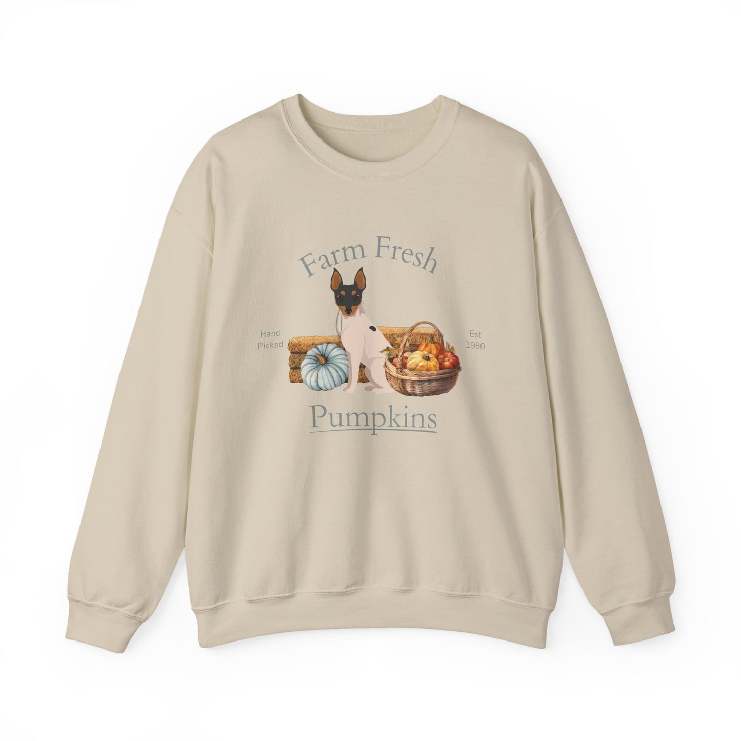Toy Fox Terrier Dog Fall Farm Fresh Unisex Heavy Blend Crewneck Sweatshirt