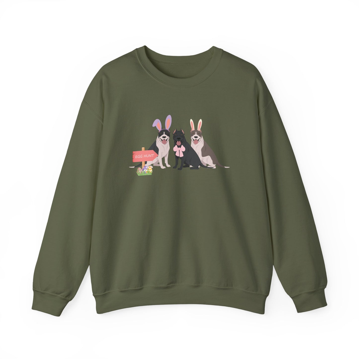 Pit Bull Dog Easter Unisex Heavy Blend Crewneck Sweatshirt, easter, Cute Dog Mom Gift