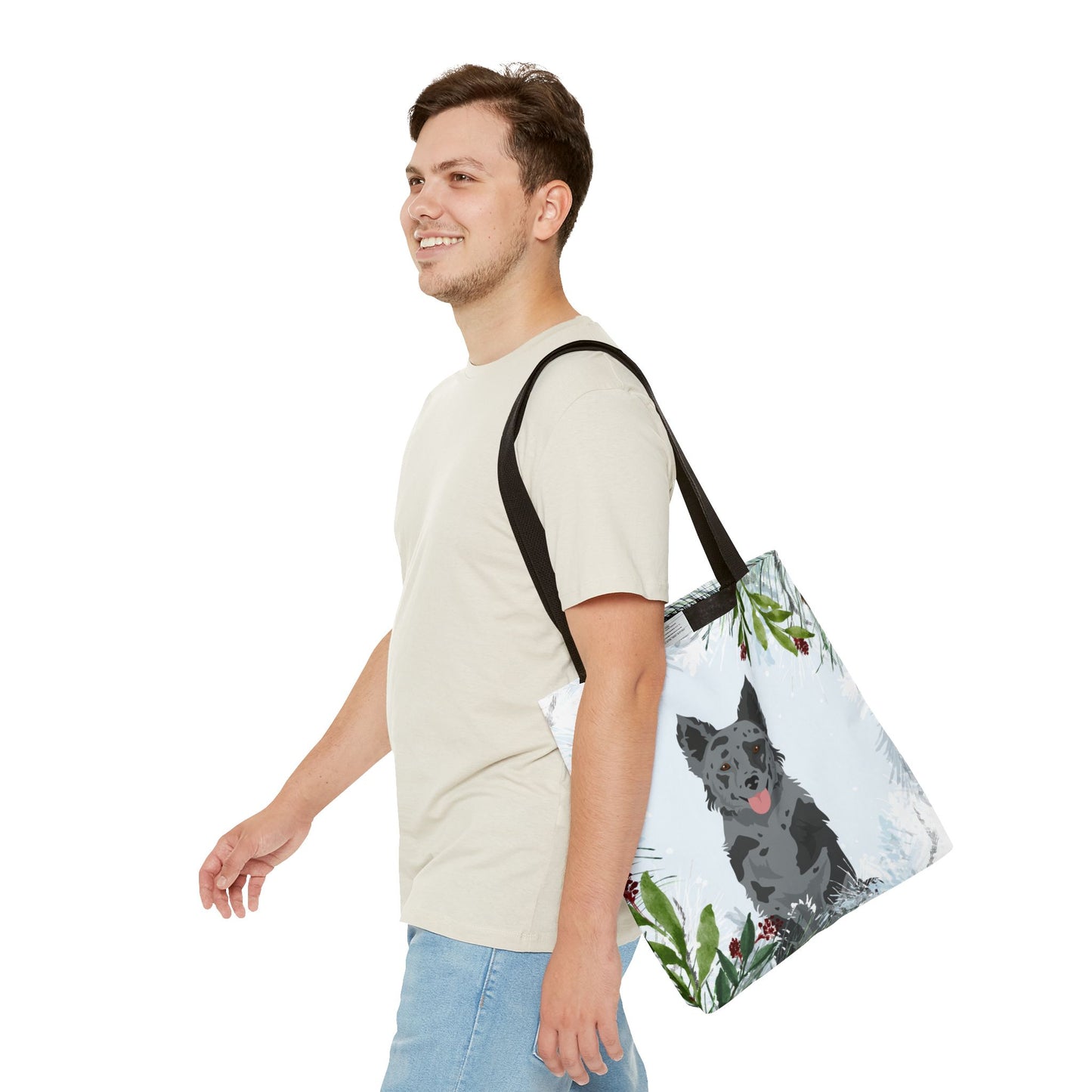 Mudi Dog Christmas Holiday Tote Bag 16x16