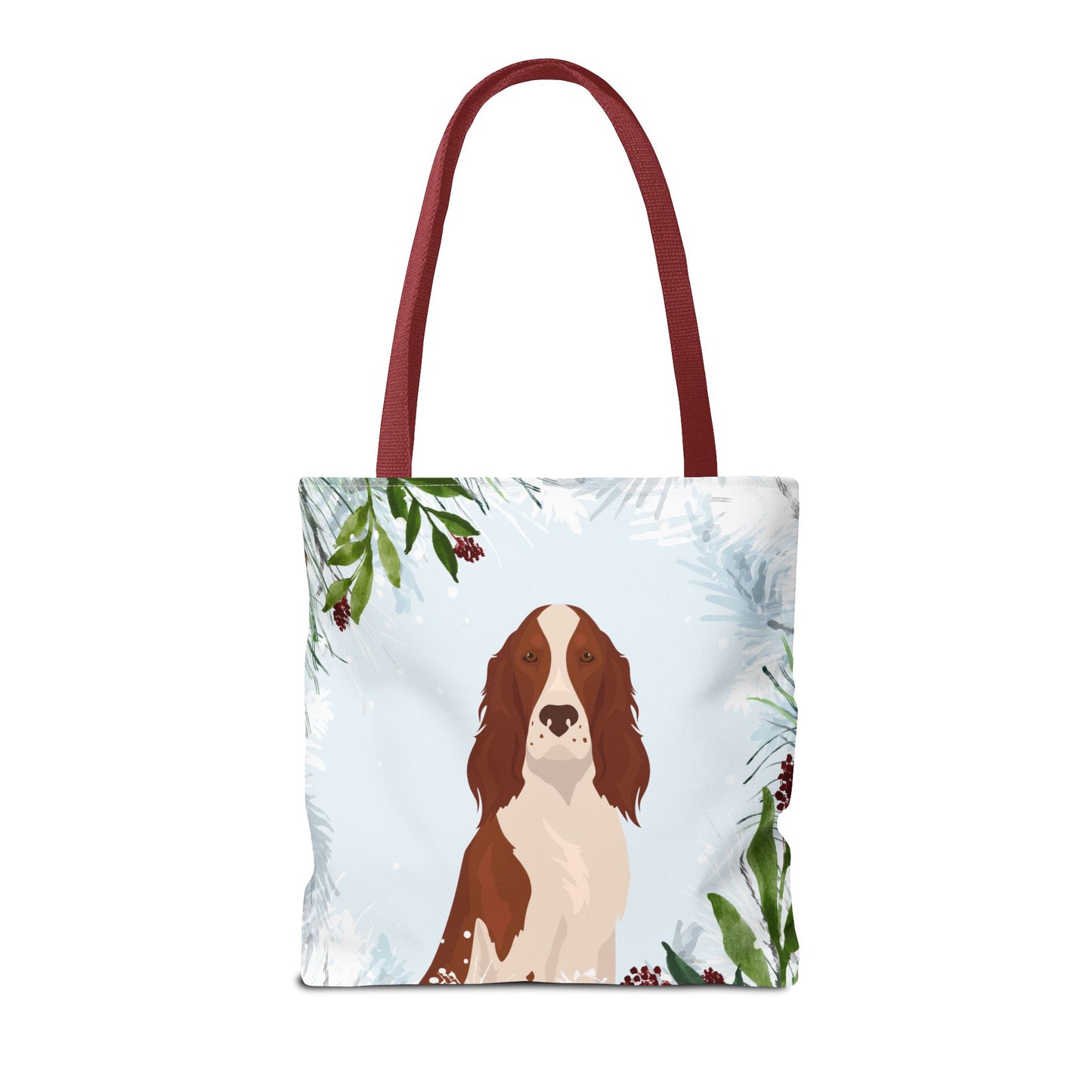 Irish Red and White Setter Dog Christmas Holiday Tote Bag 16x16