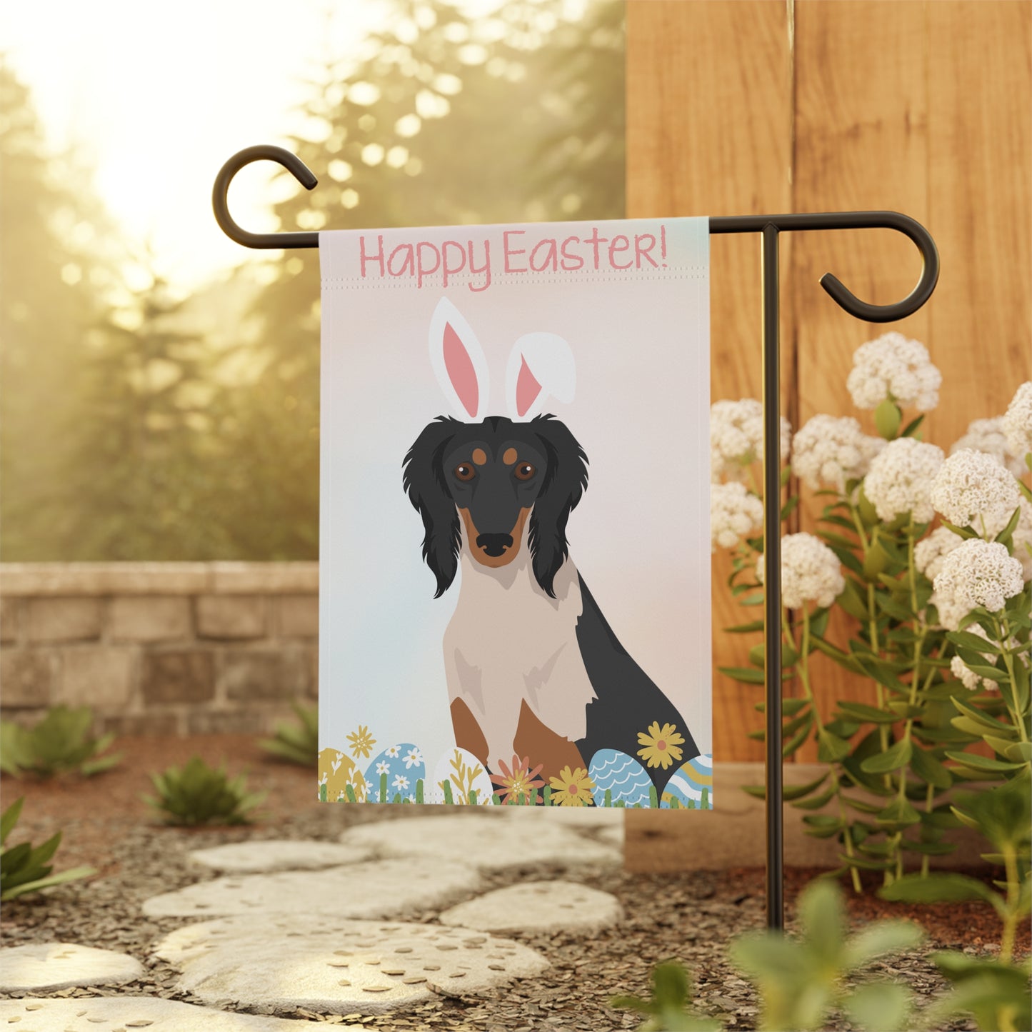 Saluki Dog Happy Easter Garden Flag