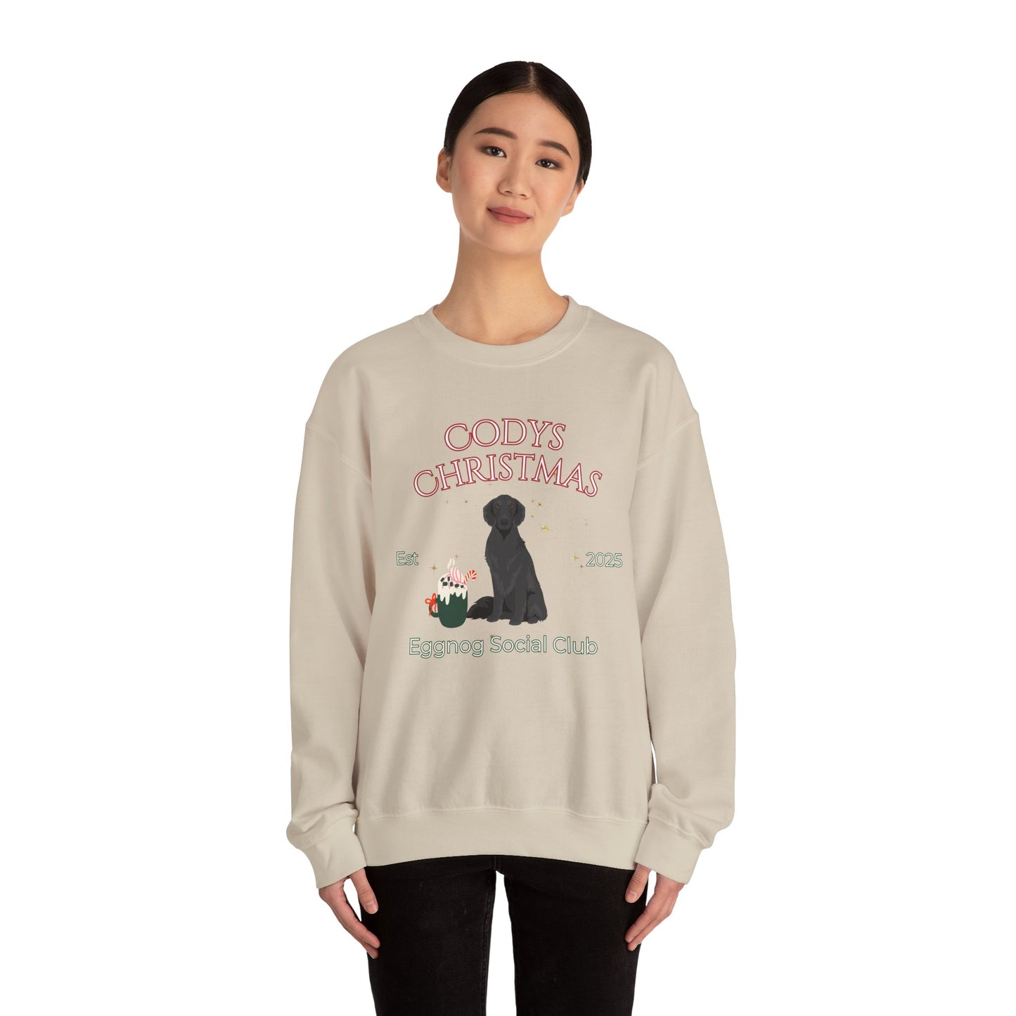 Flat Coated Retriever Dog Christmas Social Club Unisex Heavy Blend Crewneck Sweatshirt Custom Name
