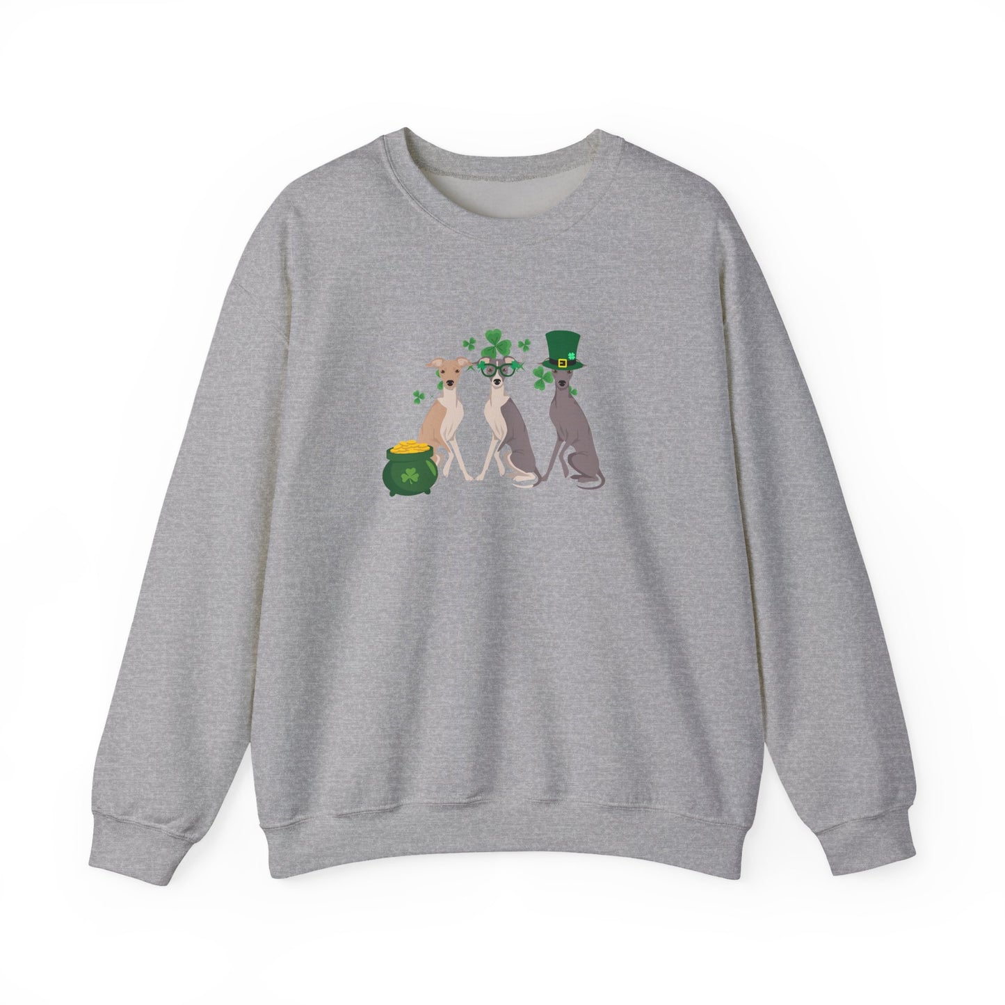 Italian Greyhound Dog St Patricks Day Unisex Heavy Blend Crewneck Sweatshirt, St Pattys day, Cute Dog Mom Gift