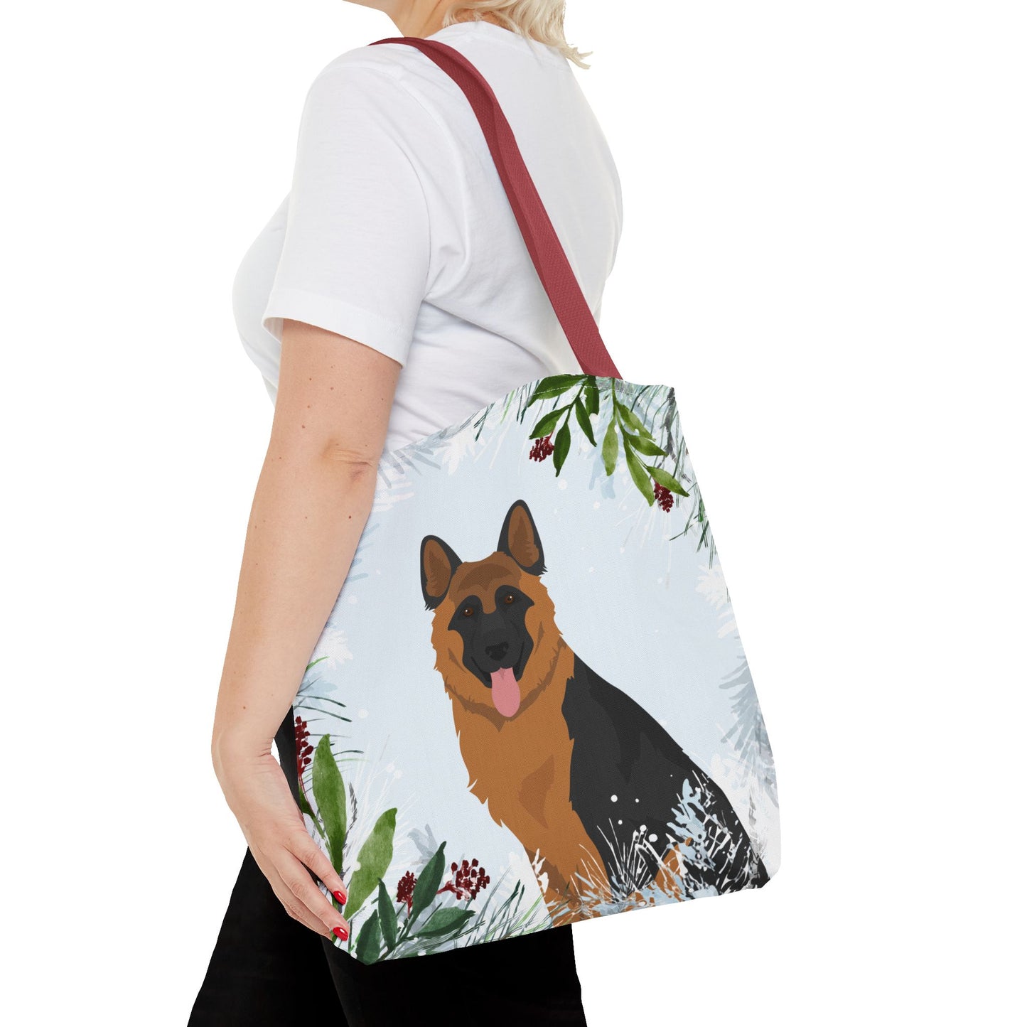 German Shepherd Dog Christmas Holiday Tote Bag 16x16