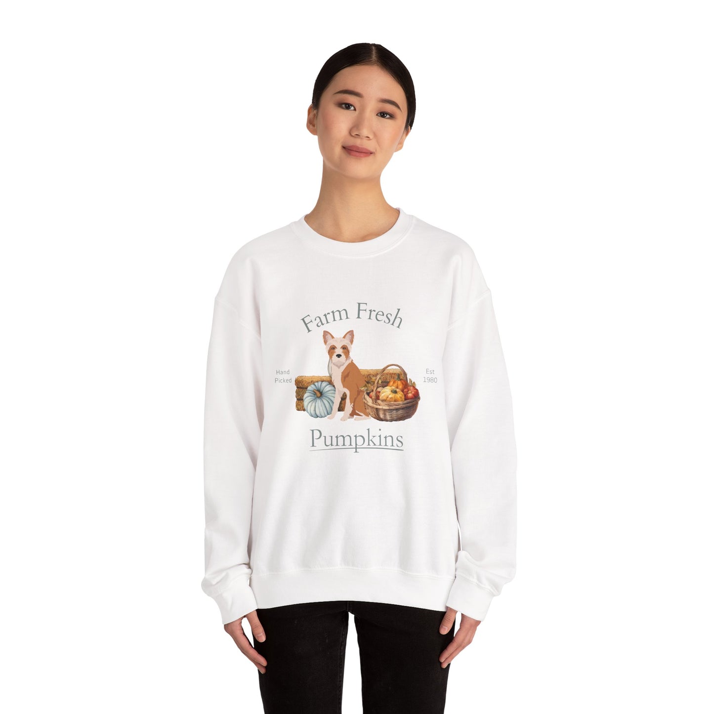 Portuguese Podengo Dog Fall Farm Fresh Unisex Heavy Blend Crewneck Sweatshirt