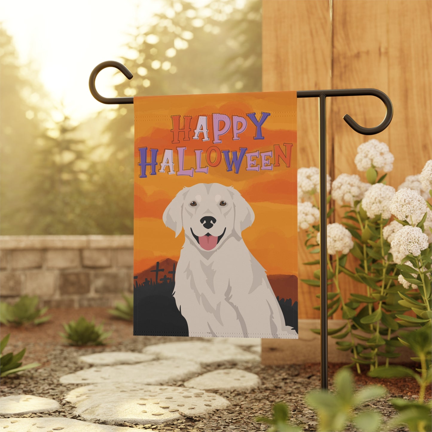 Golden Retriever Dog Halloween Garden Flag