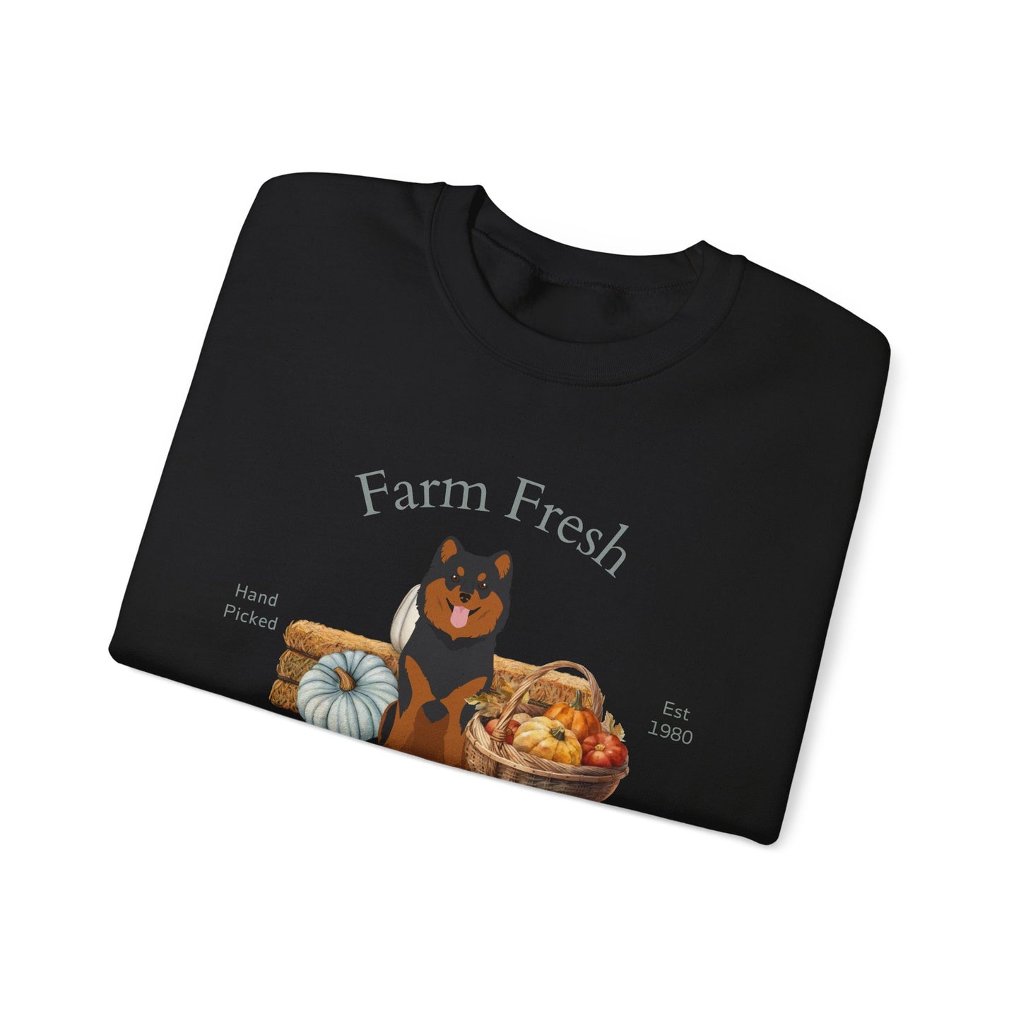 Finnish Lapphund Dog Fall Farm Fresh Unisex Heavy Blend Crewneck Sweatshirt
