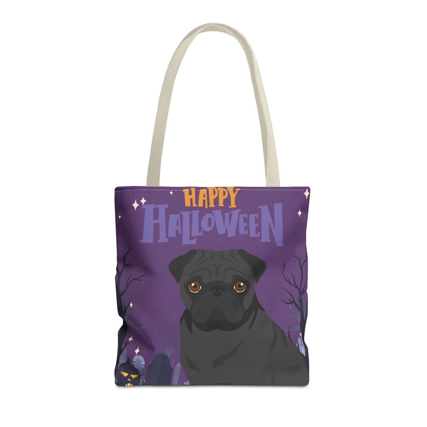 Pug Dog Happy Halloween Tote Bag 16x16