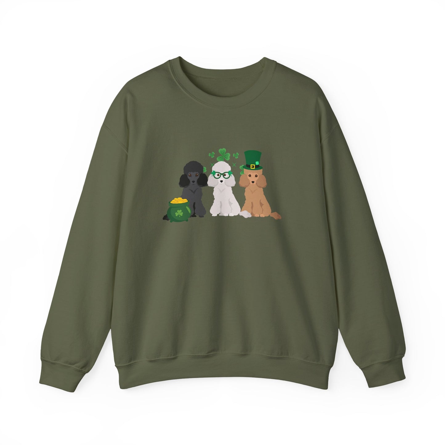 Poodle Dog St Patricks Day Unisex Heavy Blend Crewneck Sweatshirt, St Pattys day, Cute Dog Mom Gift