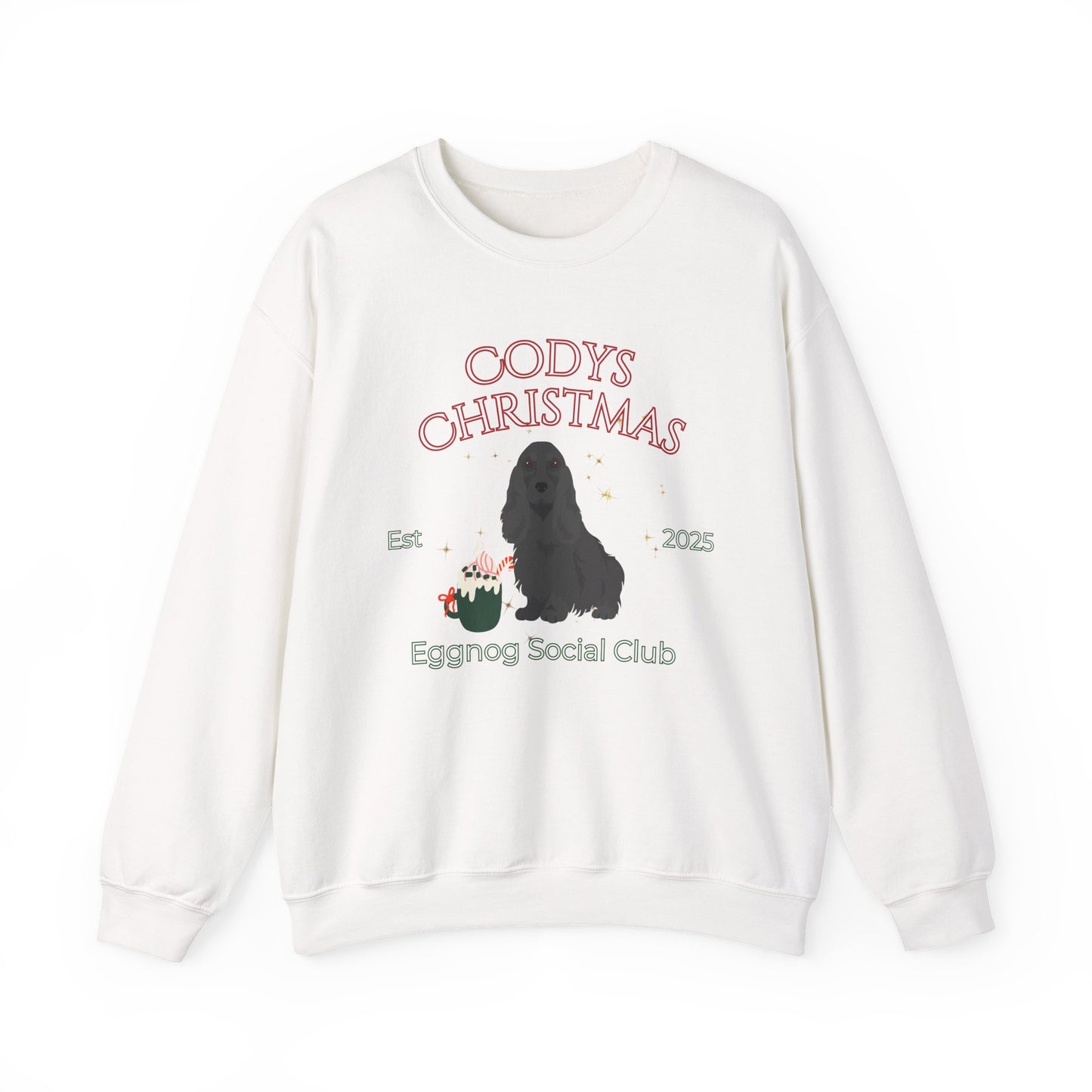 English Cocker Spaniel Dog Christmas Social Club Unisex Heavy Blend Crewneck Sweatshirt Custom Name