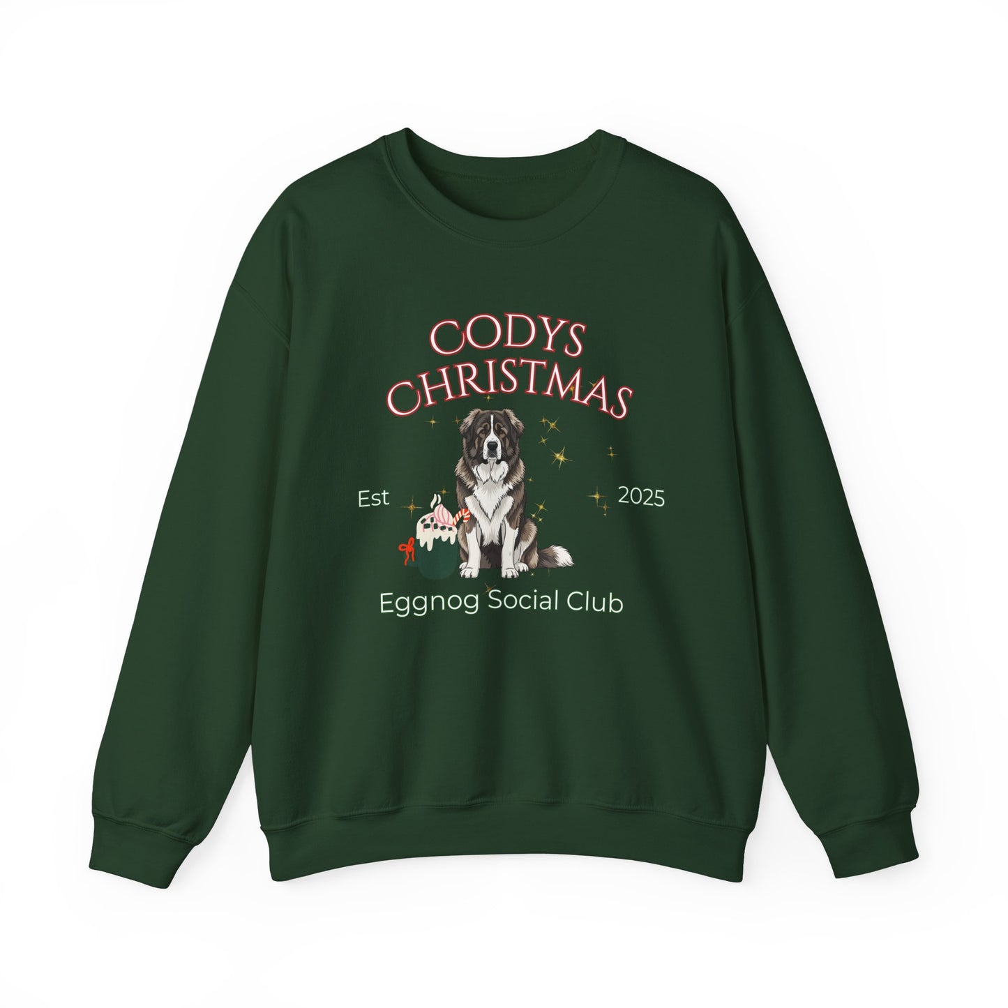 Caucasian Shepherd Dog Christmas Social Club Unisex Heavy Blend Crewneck Sweatshirt Custom Name
