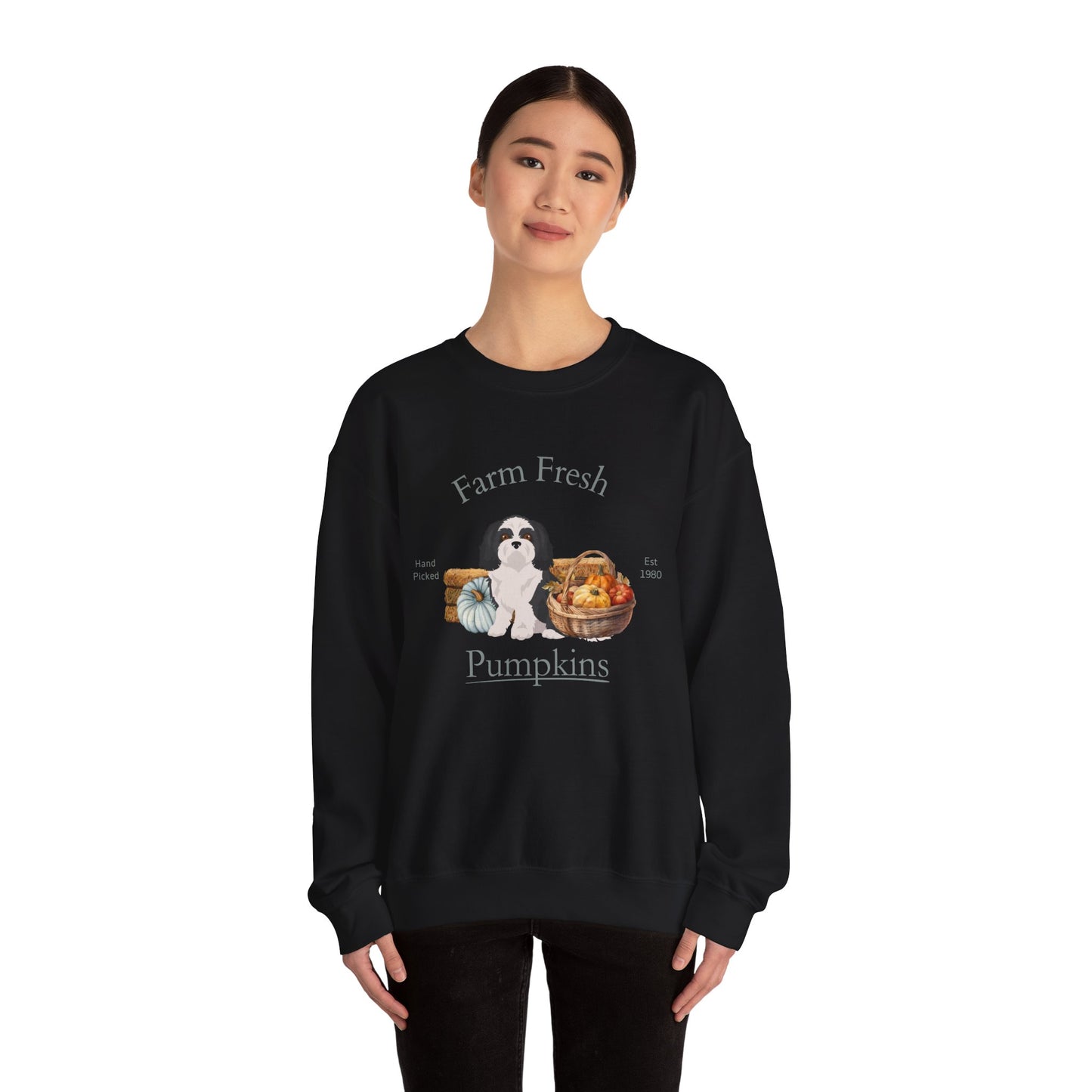 Shih Tzu Dog Fall Farm Fresh Unisex Heavy Blend Crewneck Sweatshirt