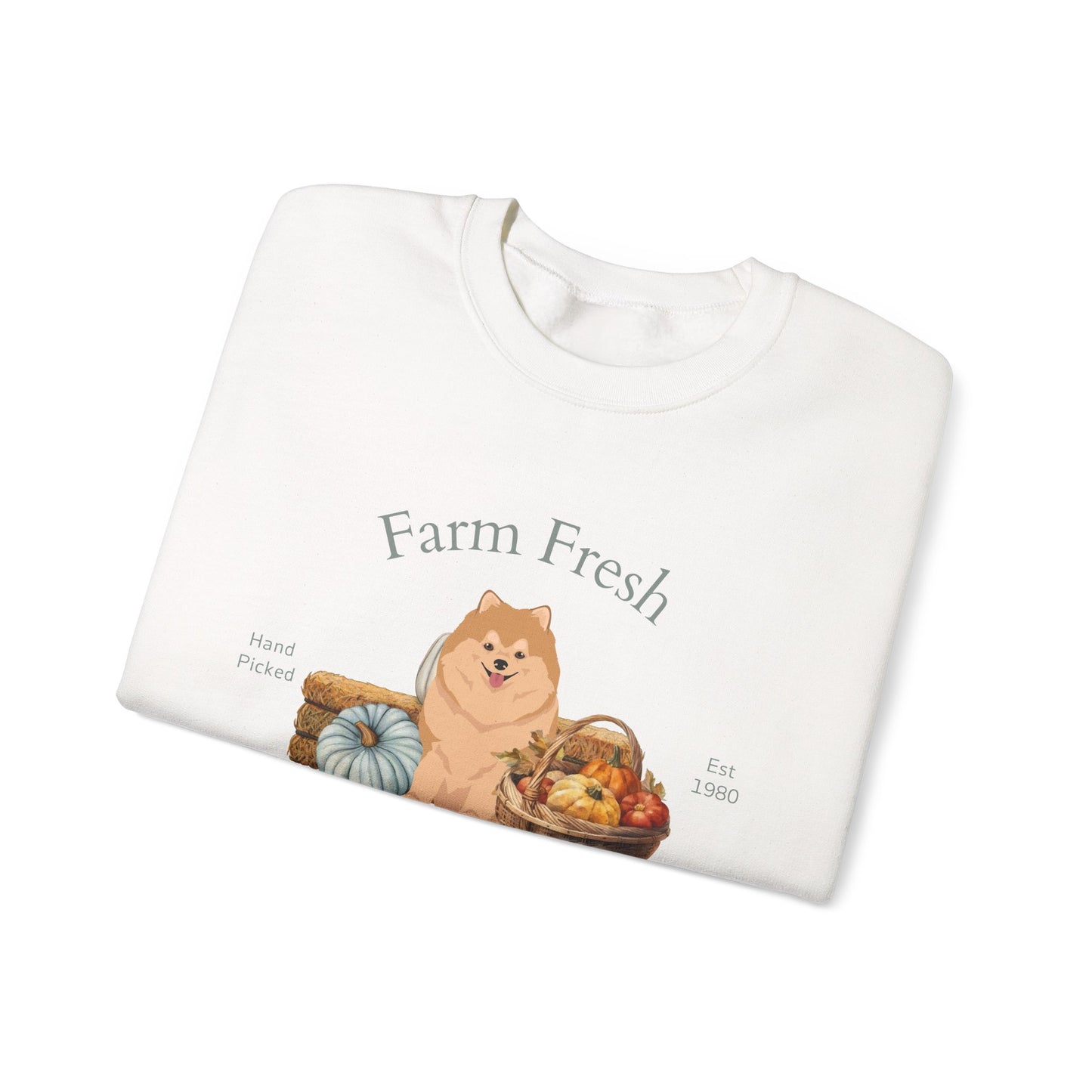 Pomeranian Dog Fall Farm Fresh Unisex Heavy Blend Crewneck Sweatshirt