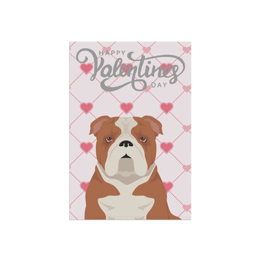 Bulldog Dog Valentines Day Garden Flag