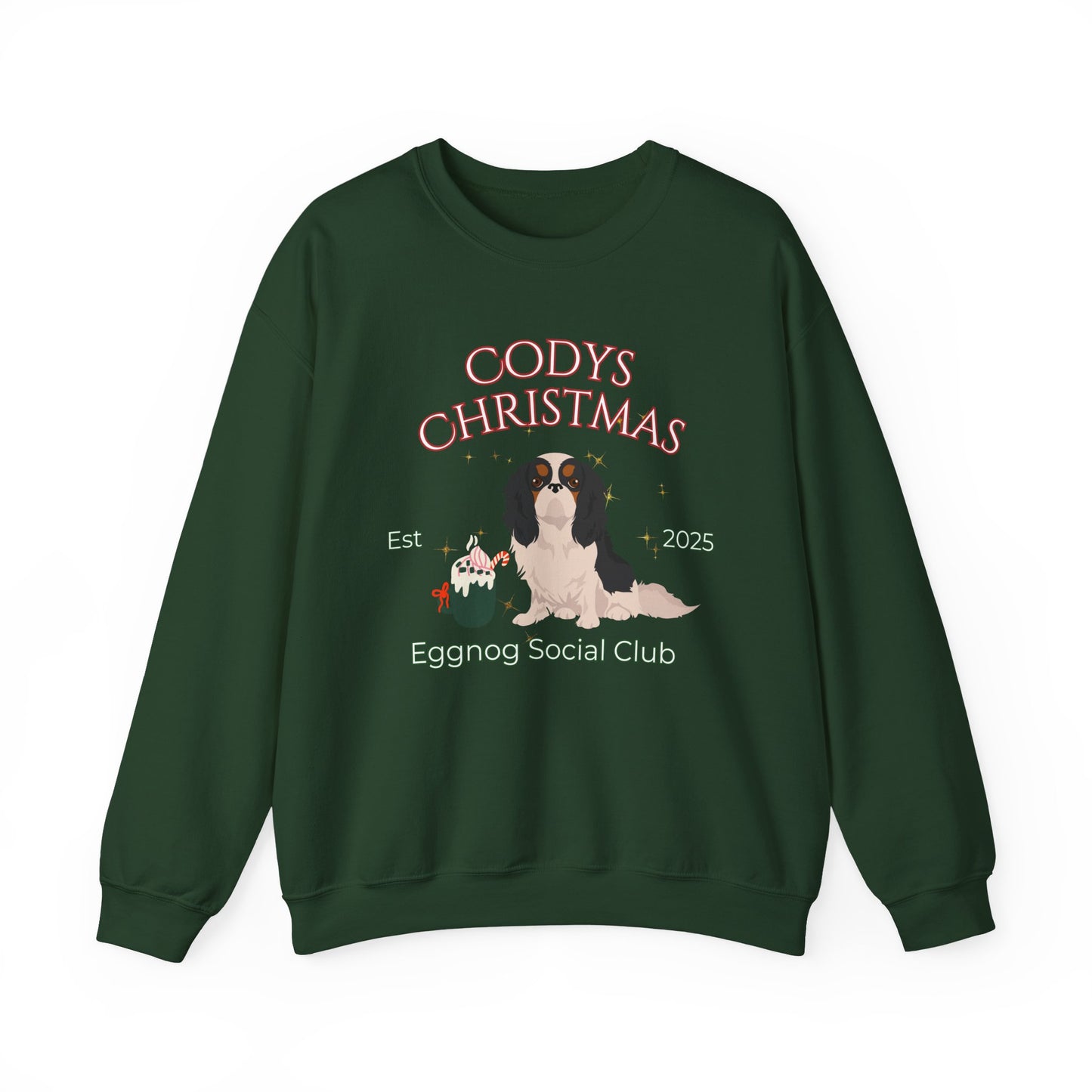 English Toy Spaniel Dog Christmas Social Club Unisex Heavy Blend Crewneck Sweatshirt Custom Name