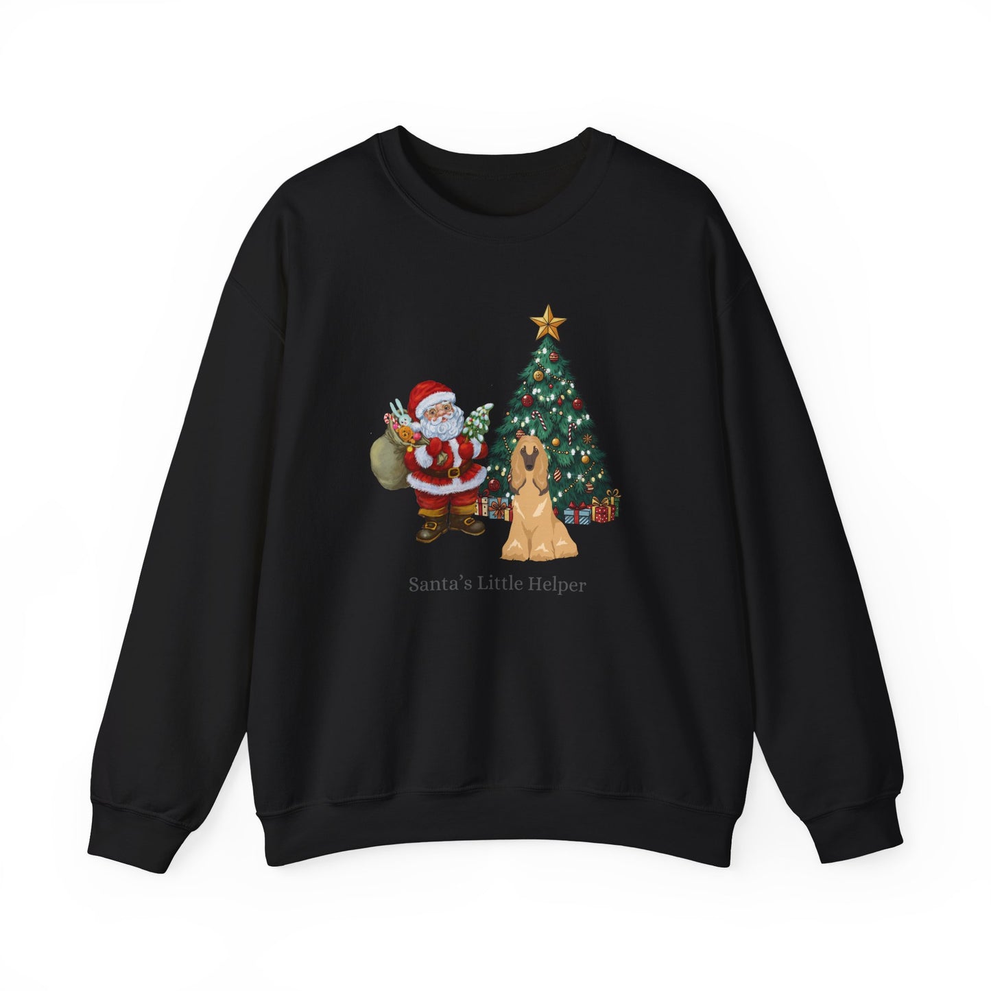 Afghan Hound Dog Santa's Little Helper Unisex Heavy Blend Crewneck Sweatshirt