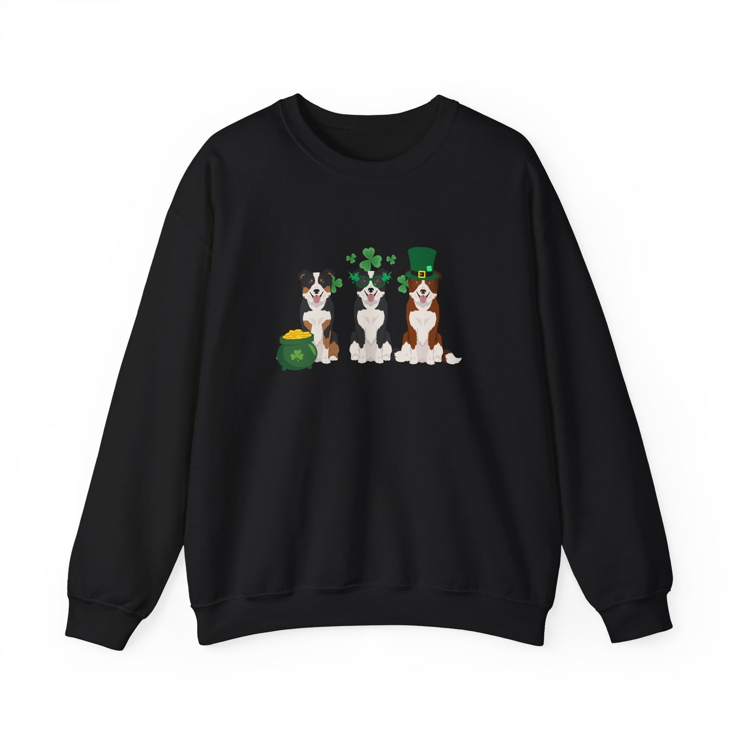 Border Collie Dog St Patricks Day Unisex Heavy Blend Crewneck Sweatshirt, St Pattys day, Cute Dog Mom Gift
