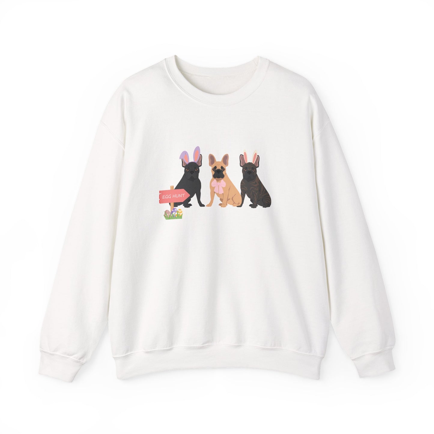French Bulldog Dog Easter Unisex Heavy Blend Crewneck Sweatshirt, easter, Cute Dog Mom Gift