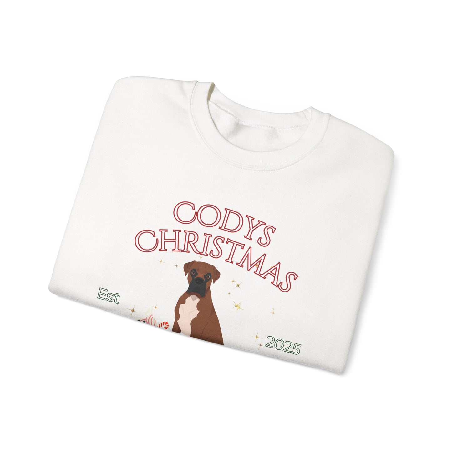 Boxer Dog Christmas Social Club Unisex Heavy Blend Crewneck Sweatshirt Custom Name