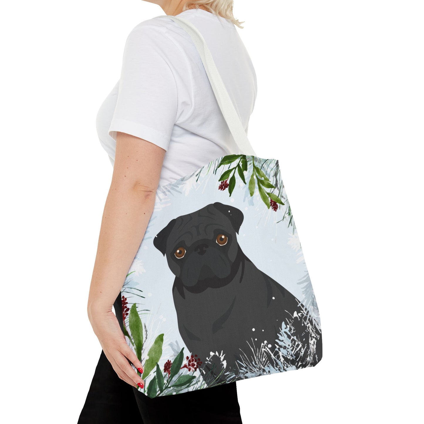 Pug Dog Christmas Holiday Tote Bag 16x16