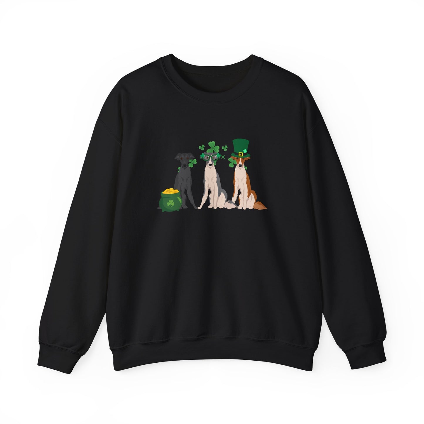 Silken Windhound Dog St Patricks Day Unisex Heavy Blend Crewneck Sweatshirt, St Pattys day, Cute Dog Mom Gift