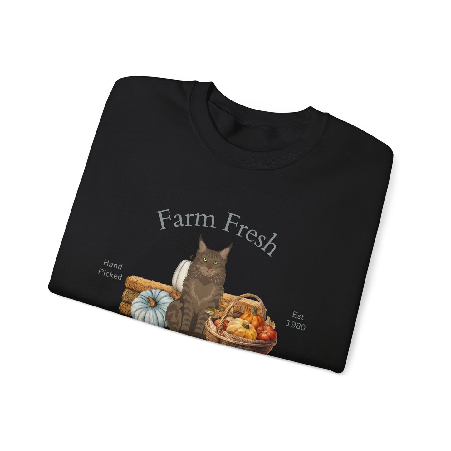 Maine Coon Cat Fall Farm Fresh Unisex Heavy Blend Crewneck Sweatshirt