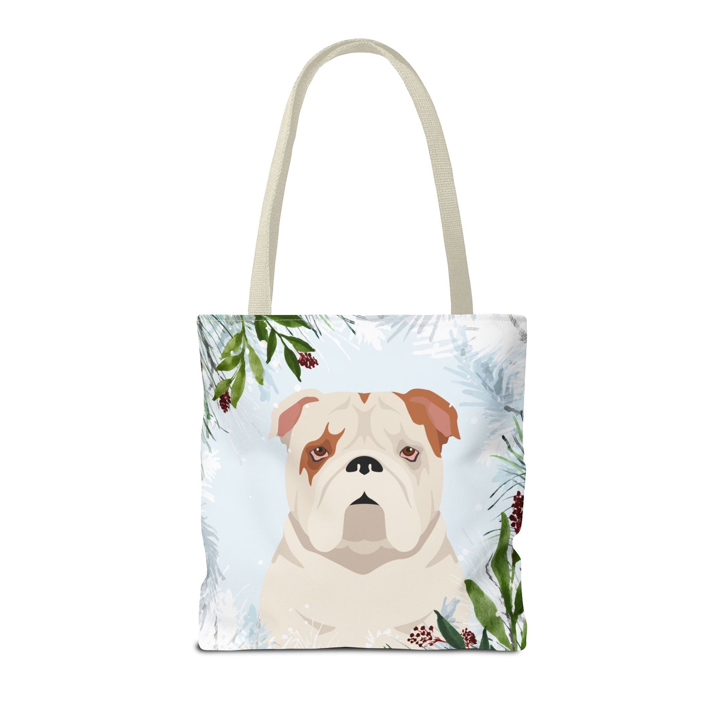 Bulldog Dog Christmas Holiday Tote Bag 16x16