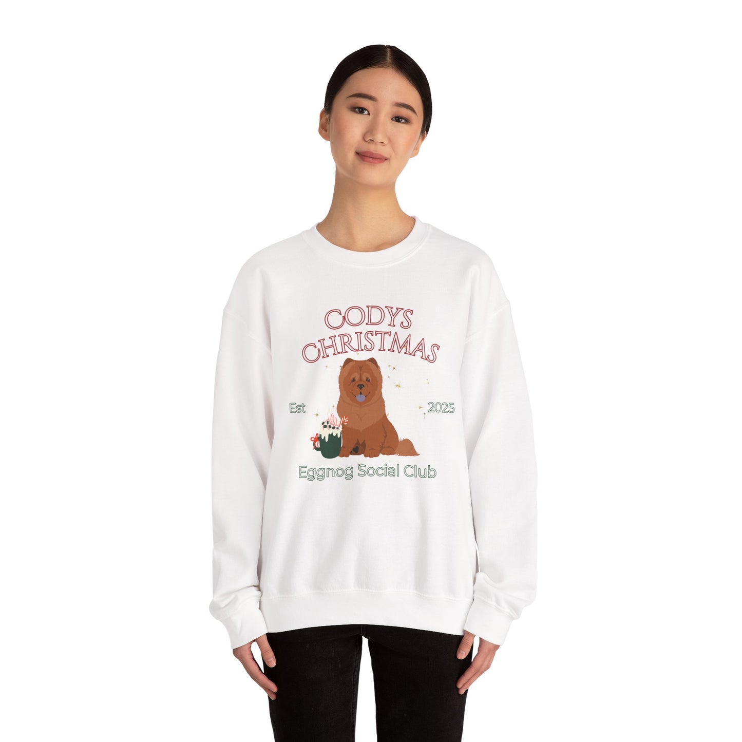 Chow Chow Dog Christmas Social Club Unisex Heavy Blend Crewneck Sweatshirt Custom Name