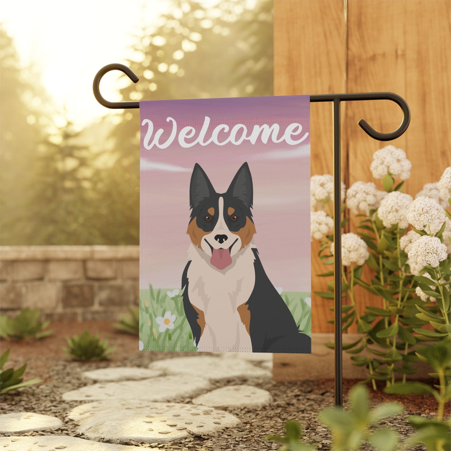 Welsh Sheepdog Dog Welcome Garden Flag