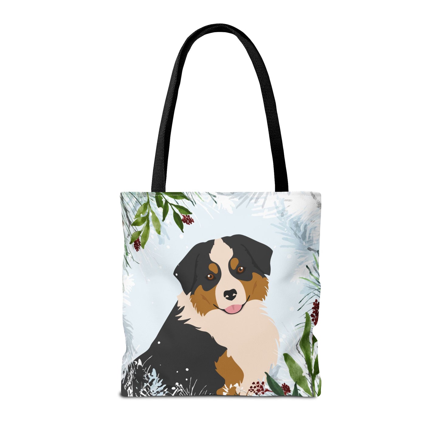 Miniature American Shepherd Dog Christmas Holiday Tote Bag 16x16