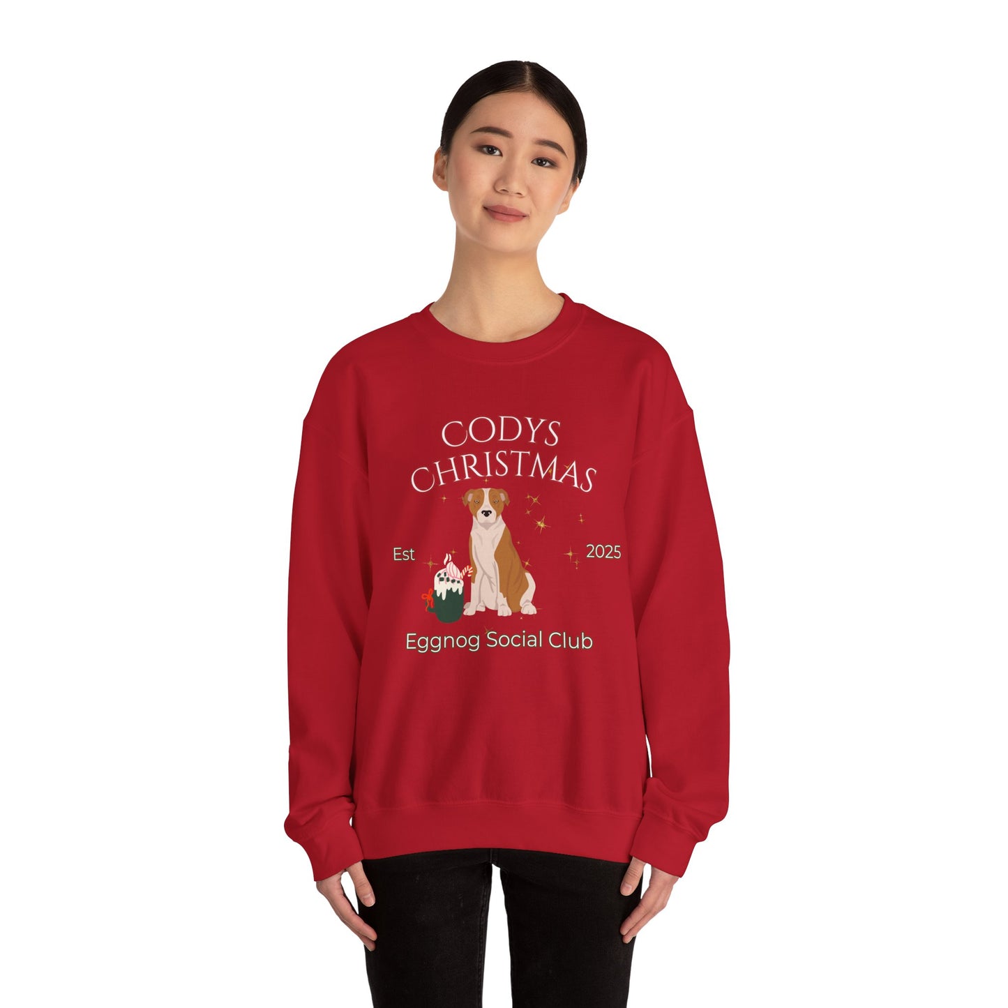 American Staffordshire Terrier Dog Christmas Social Club Unisex Heavy Blend Crewneck Sweatshirt Custom Name