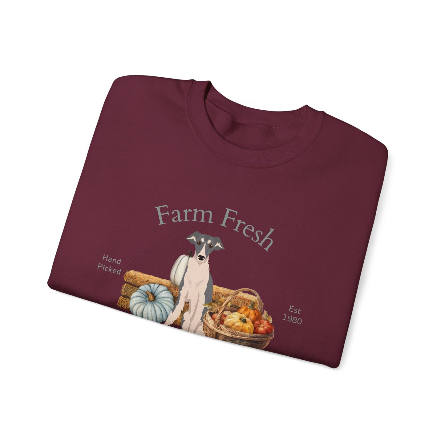 Silken Windhound Dog Fall Farm Fresh Unisex Heavy Blend Crewneck Sweatshirt