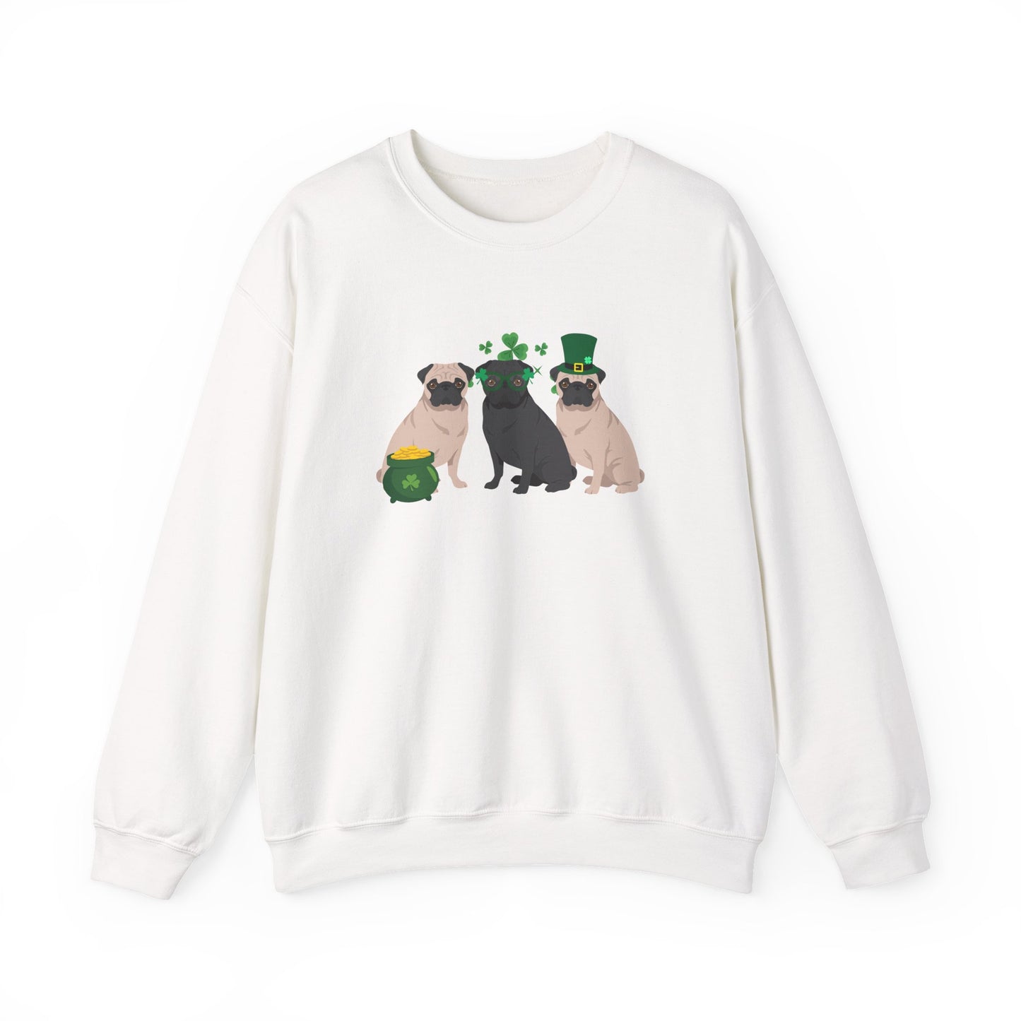 Pug Dog St Patricks Day Unisex Heavy Blend Crewneck Sweatshirt, St Pattys day, Cute Dog Mom Gift