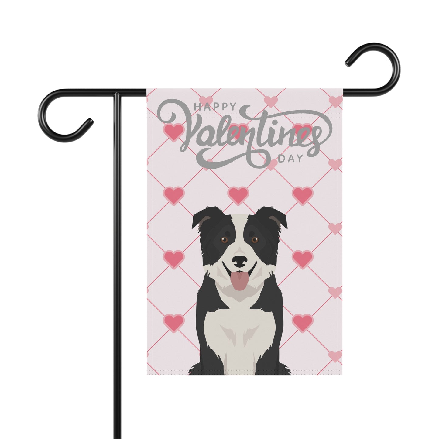 Border Collie Dog Valentines Day Garden Flag