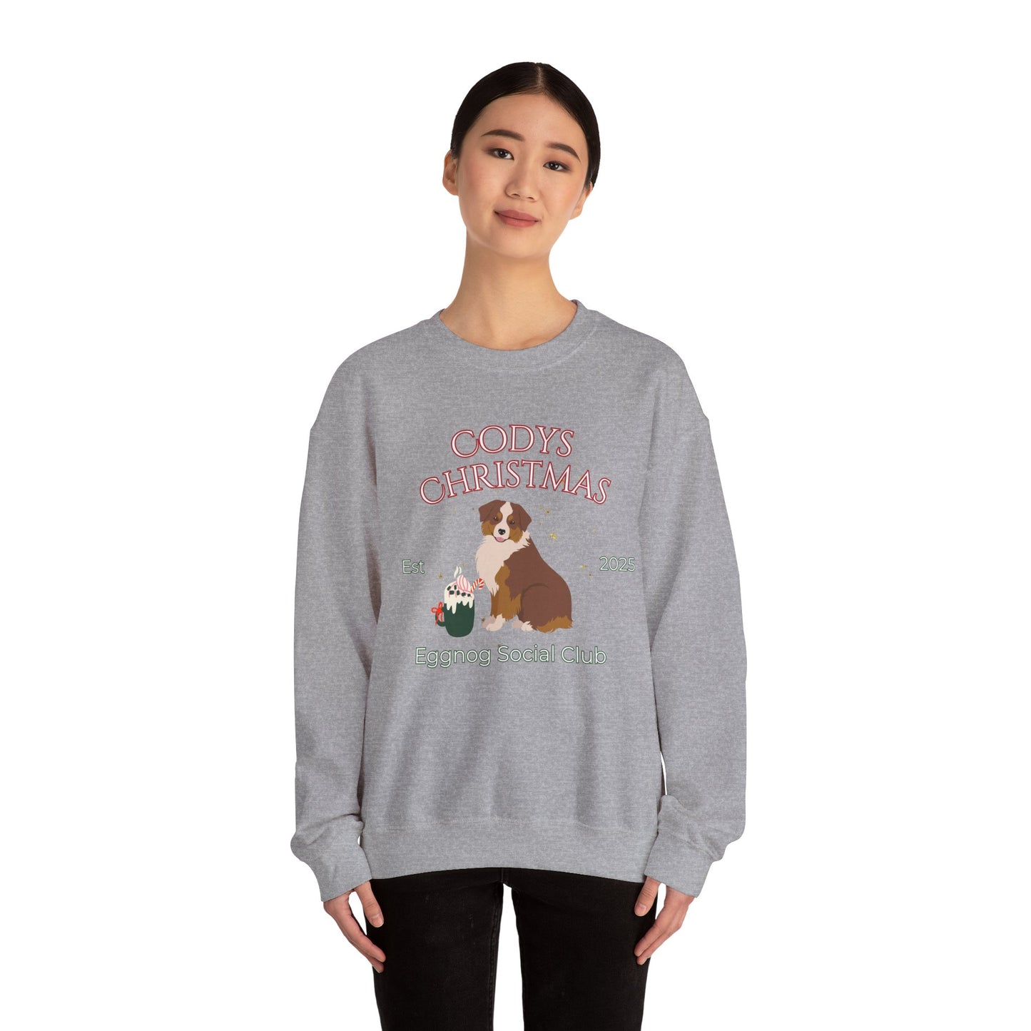 Miniature American Shepherd Dog Christmas Social Club Unisex Heavy Blend Crewneck Sweatshirt Custom Name