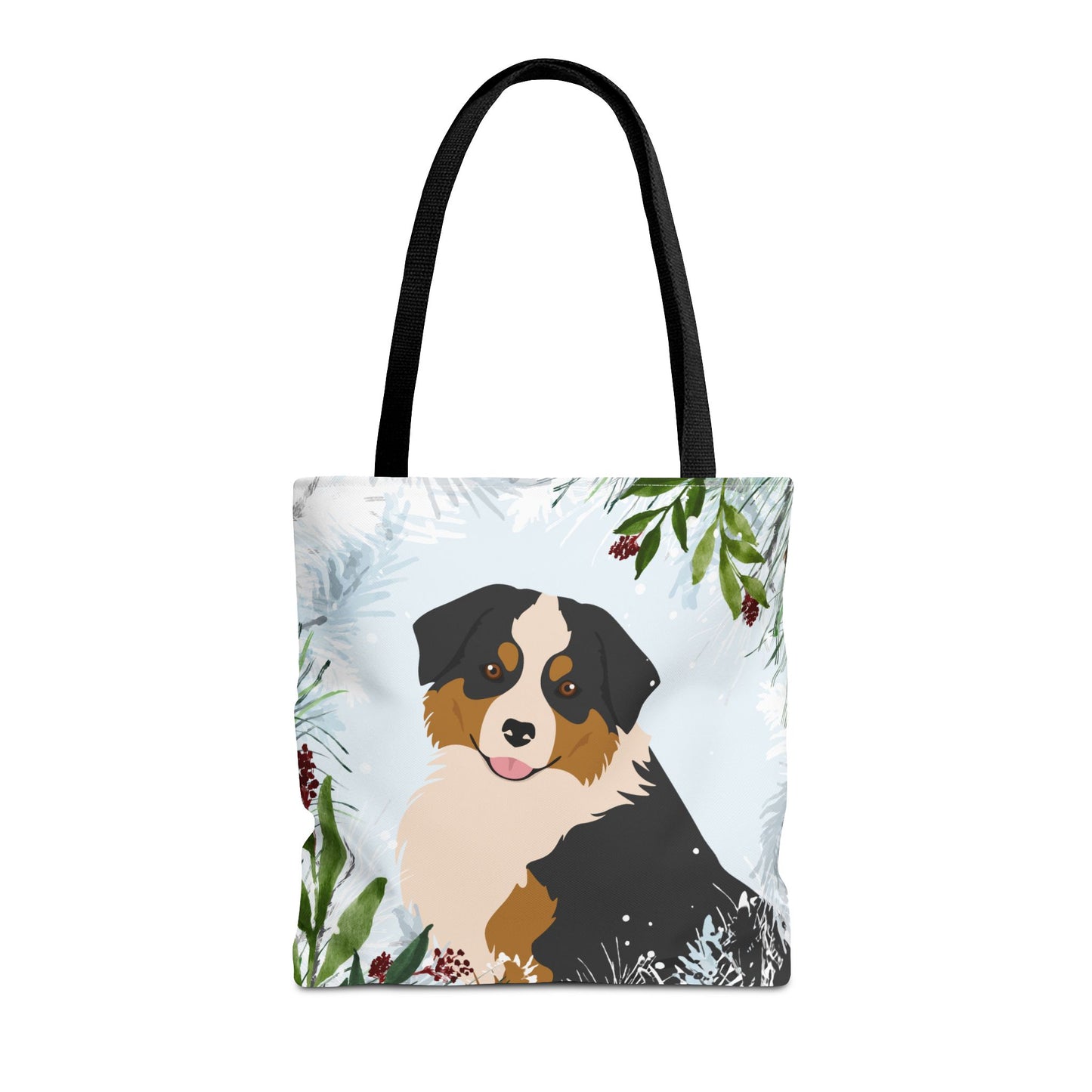 Miniature American Shepherd Dog Christmas Holiday Tote Bag 16x16