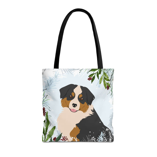 Miniature American Shepherd Dog Christmas Holiday Tote Bag 16x16