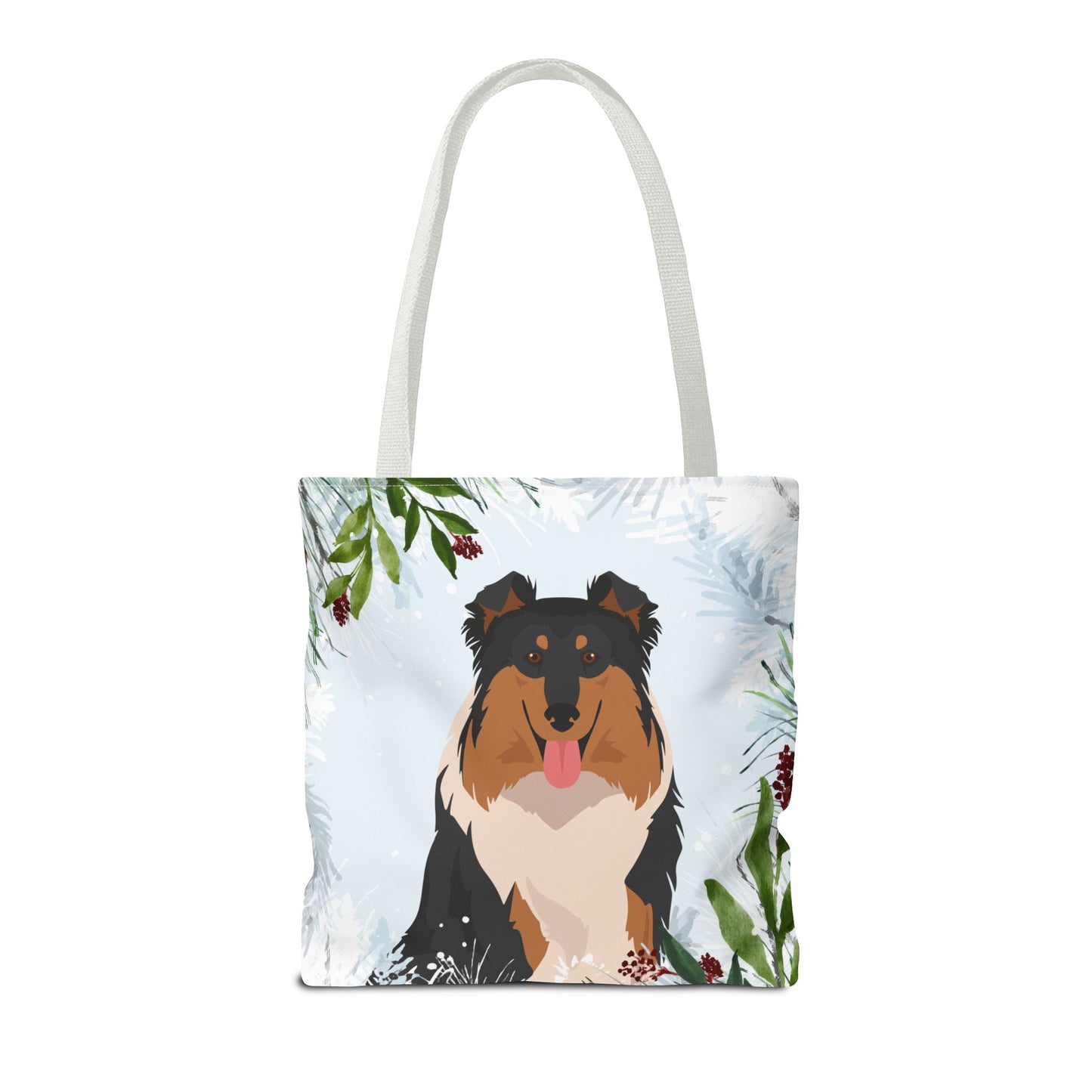 Collie Dog Christmas Holiday Tote Bag 16x16