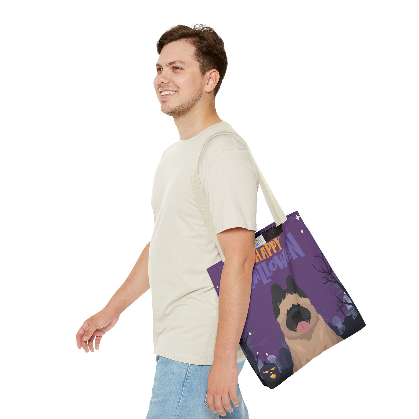 Briard Dog Happy Halloween Tote Bag 16x16