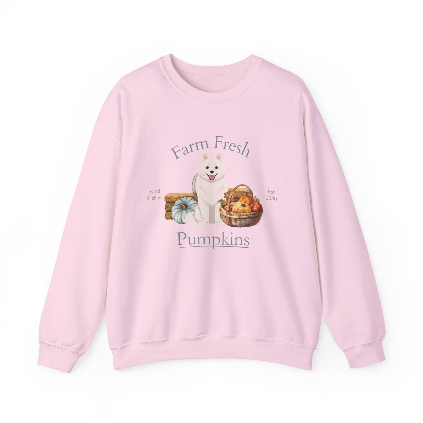 American Eskimo Dog Dog Fall Farm Fresh Unisex Heavy Blend Crewneck Sweatshirt