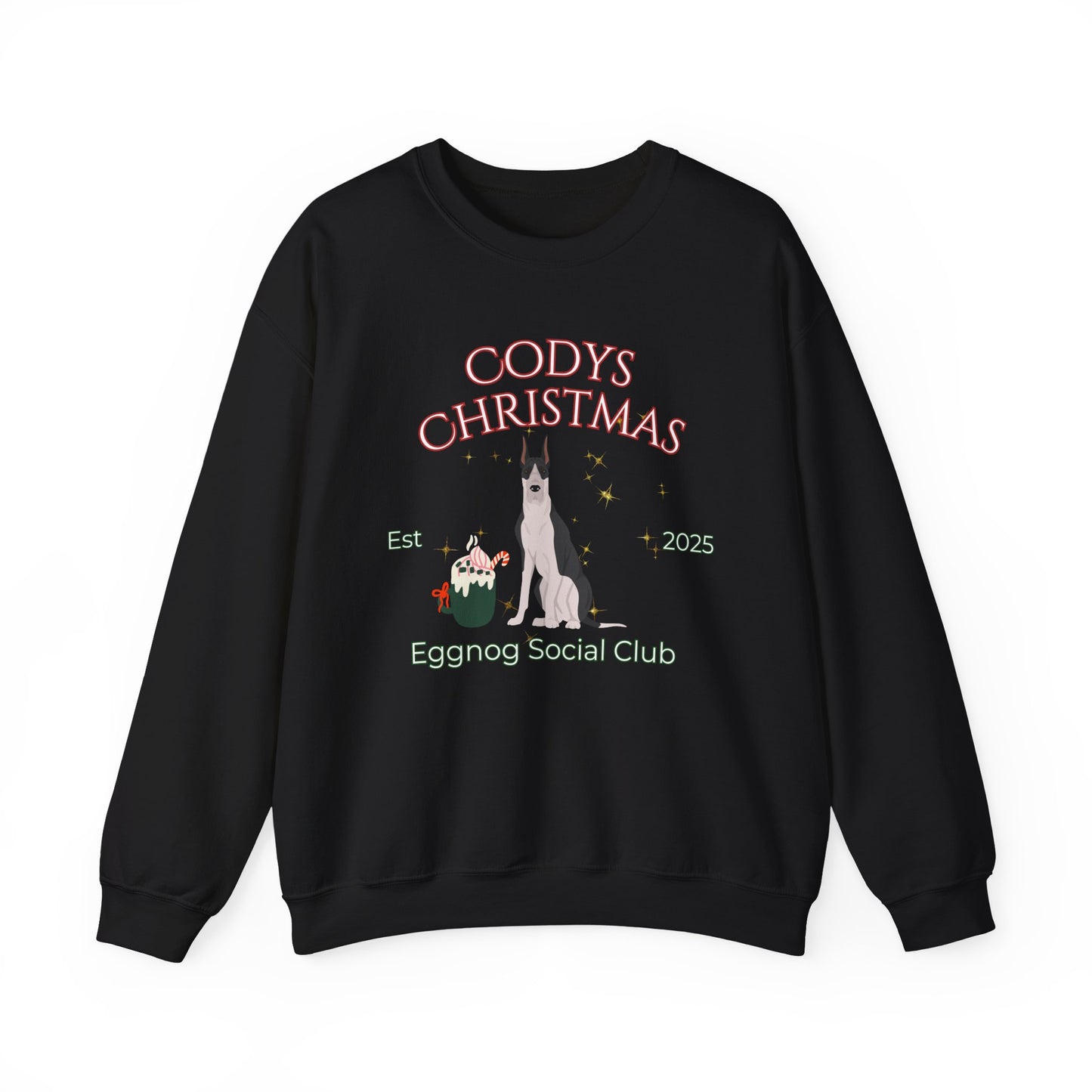 Great Dane Dog Christmas Social Club Unisex Heavy Blend Crewneck Sweatshirt Custom Name