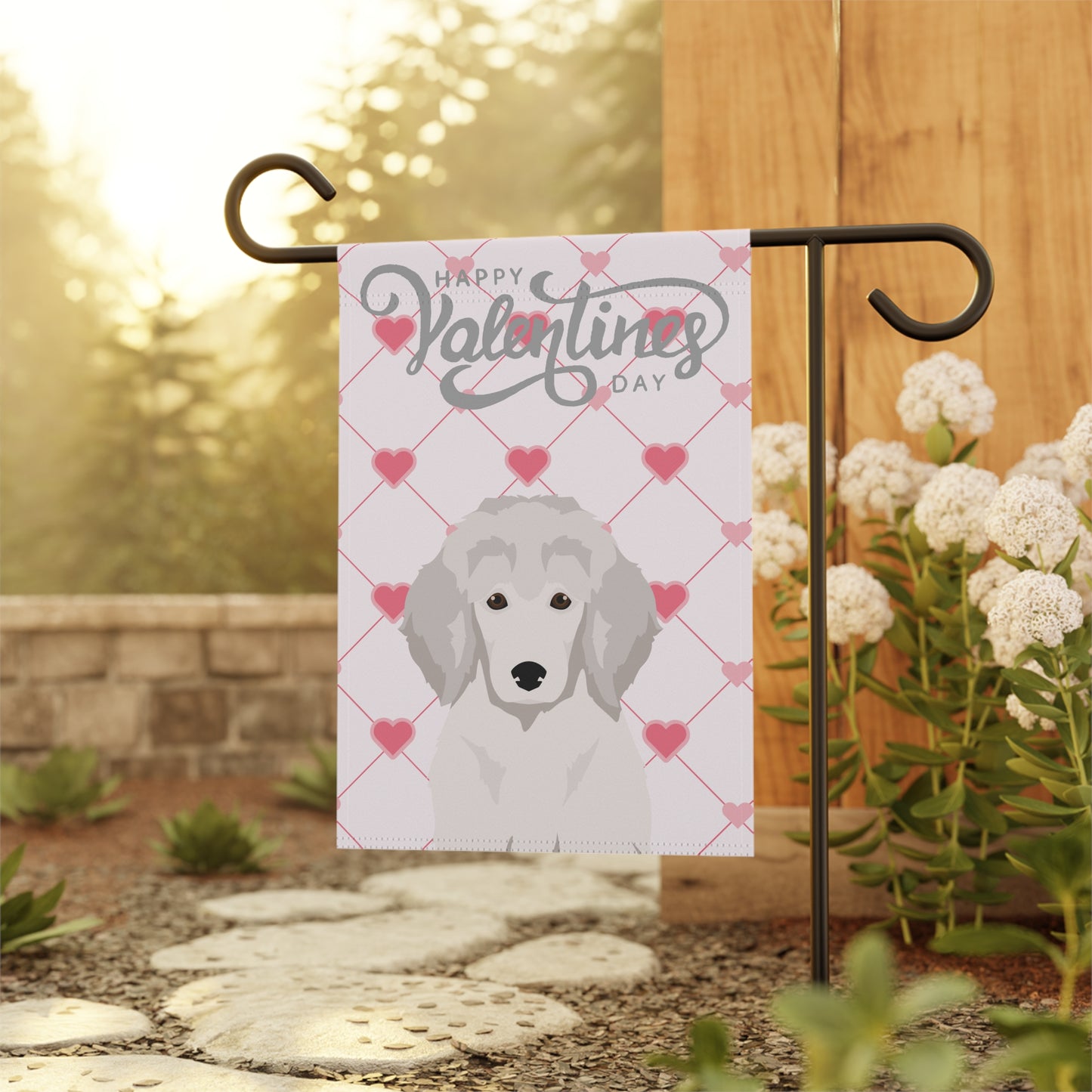 Poodle Dog Valentines Day Garden Flag