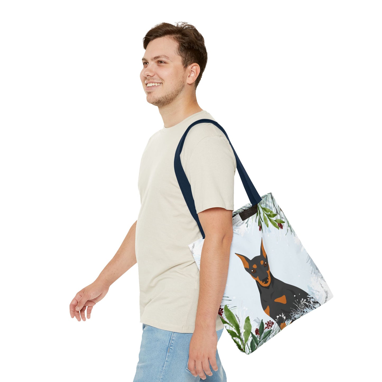 German Pinscher Dog Christmas Holiday Tote Bag 16x16