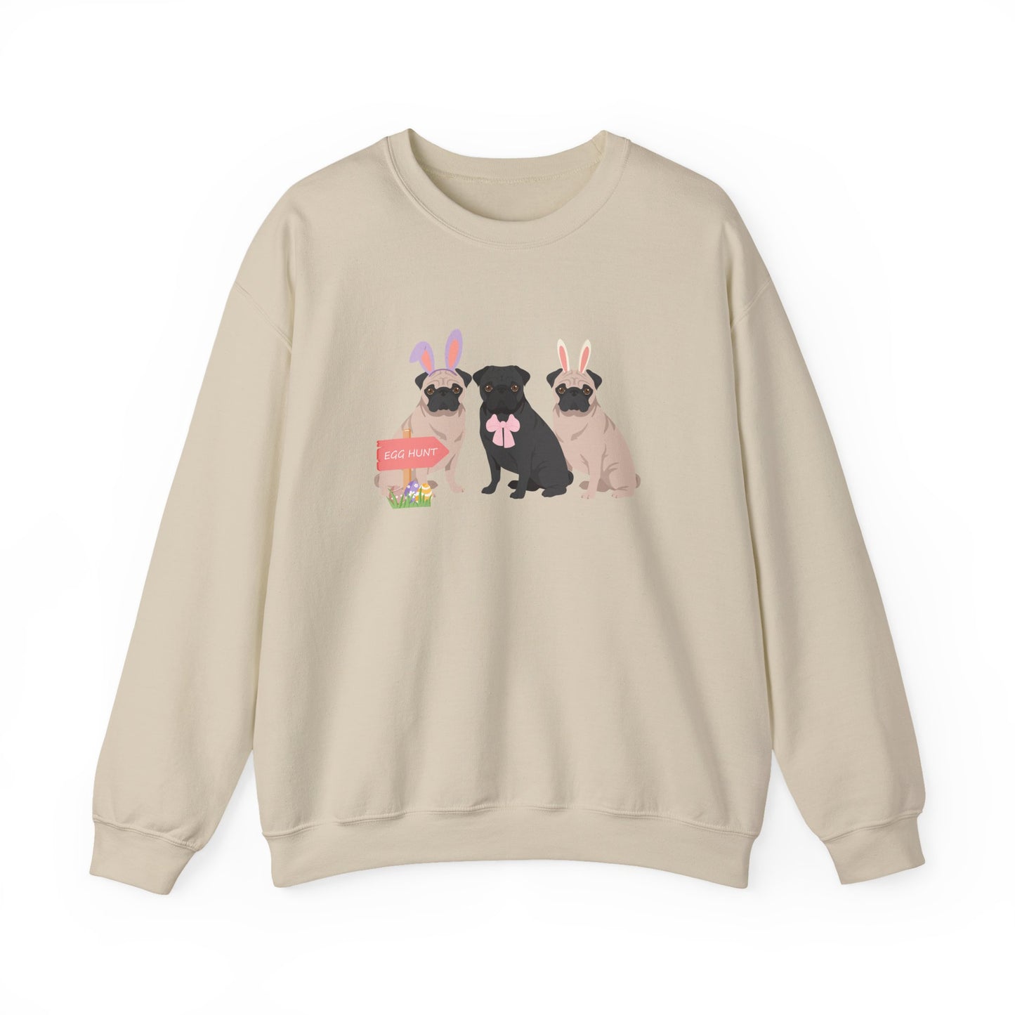 Pug Dog Easter Unisex Heavy Blend Crewneck Sweatshirt, easter, Cute Dog Mom Gift