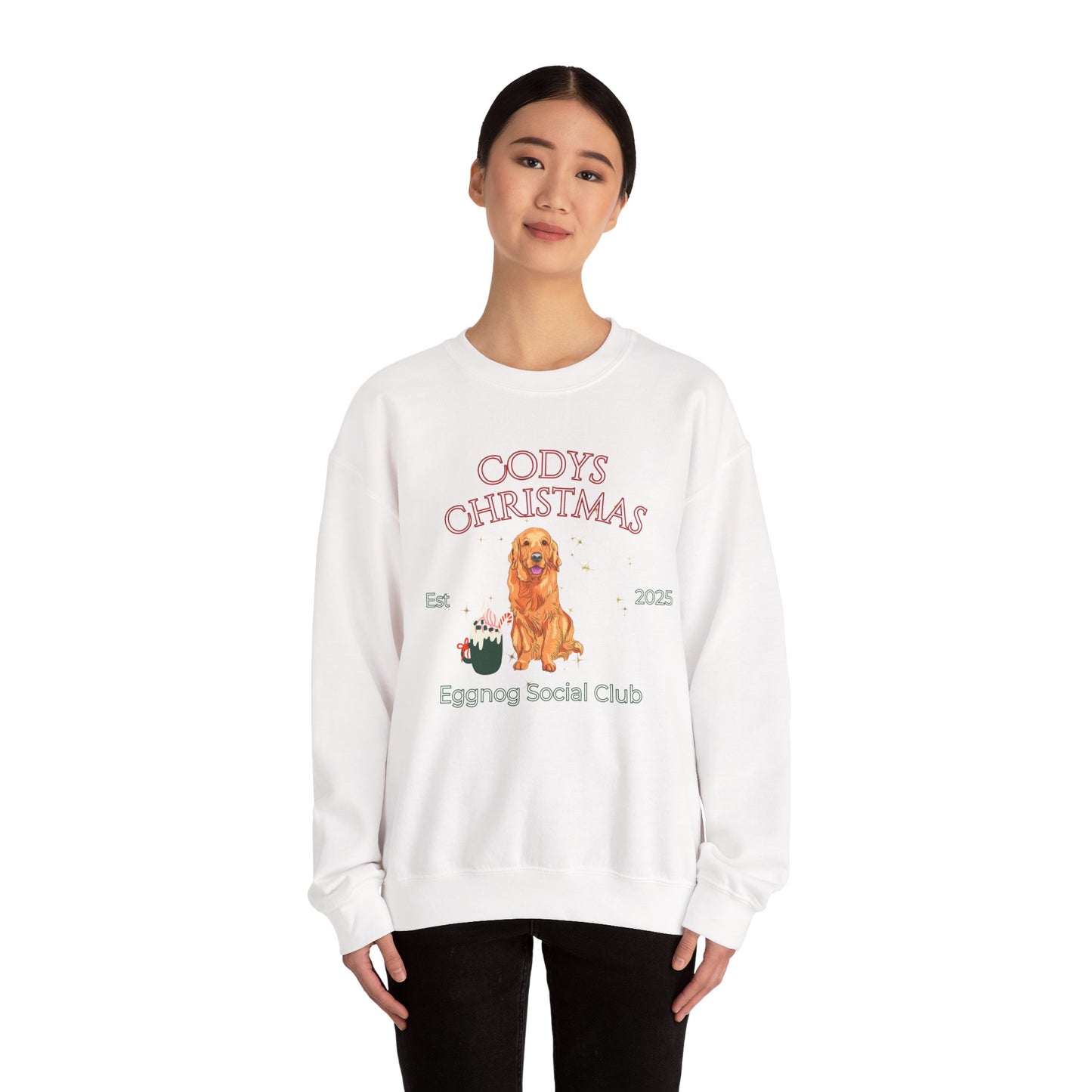 Golden Retriever Dog Christmas Social Club Unisex Heavy Blend Crewneck Sweatshirt Custom Name