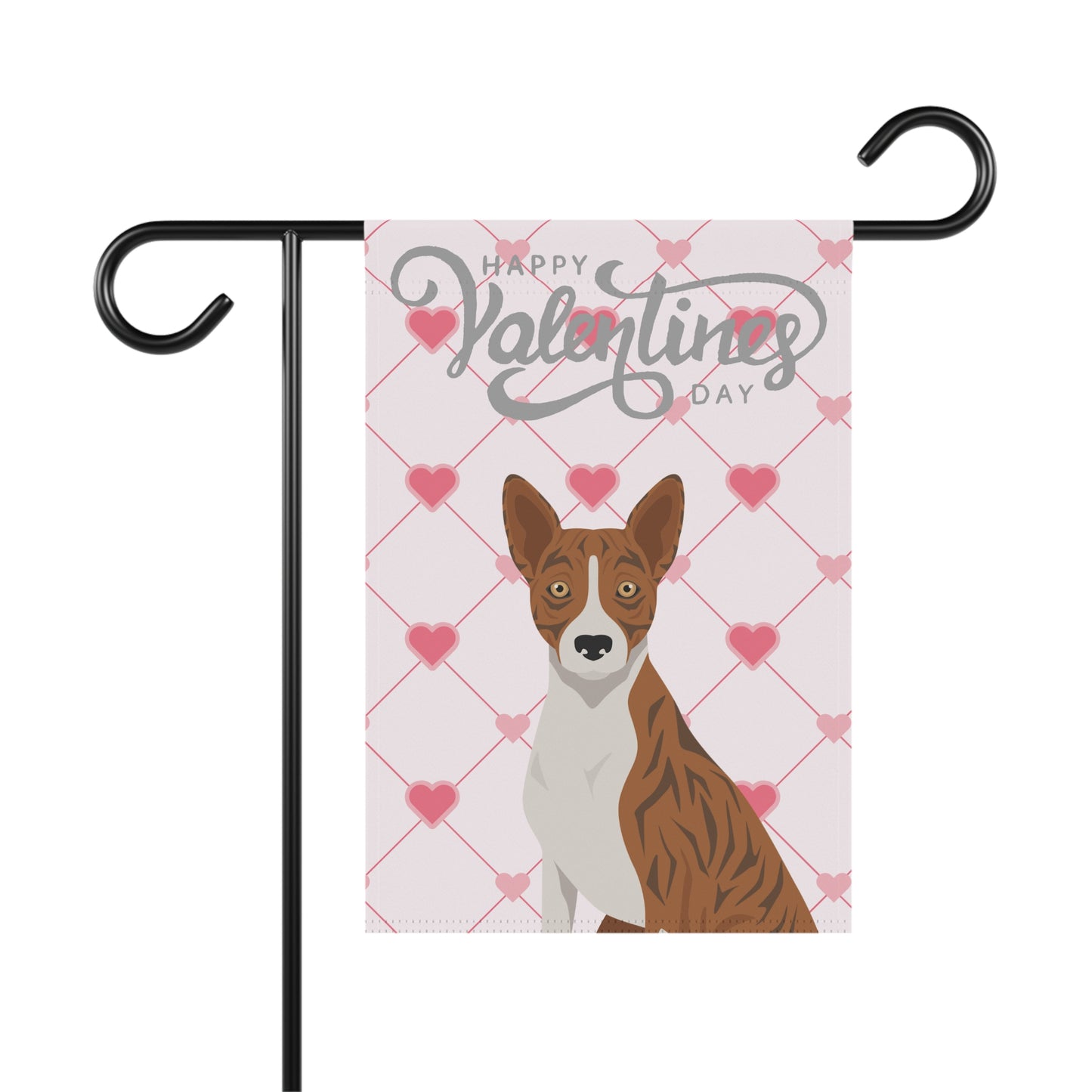 Basenji Dog Valentine's Day Garden Flag